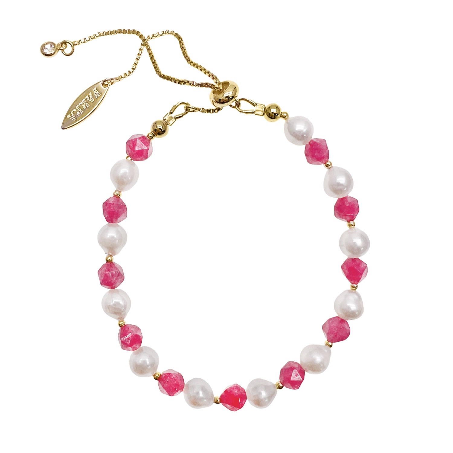 Farra Women's Freshwater Pearls And Pink Rhodochrosite Adjustable Bracelet In Pink