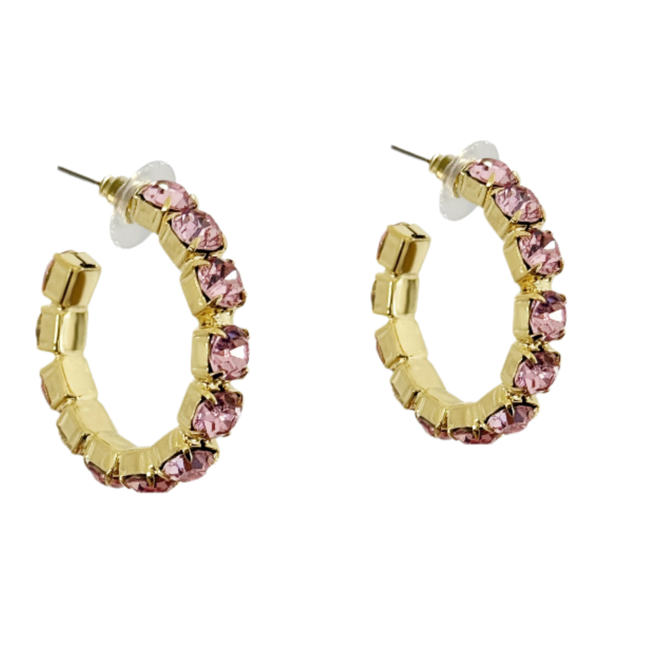 Laura Gray Women's Pink / Purple Pink Crystal Hoop Earrings