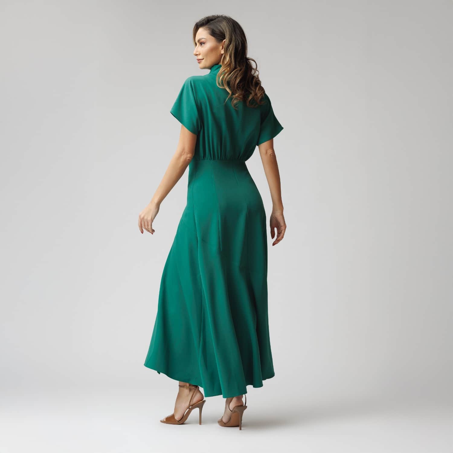 slim fit dress slacks Green & White Collared Dress – Milo Rein Boutique main image 1
