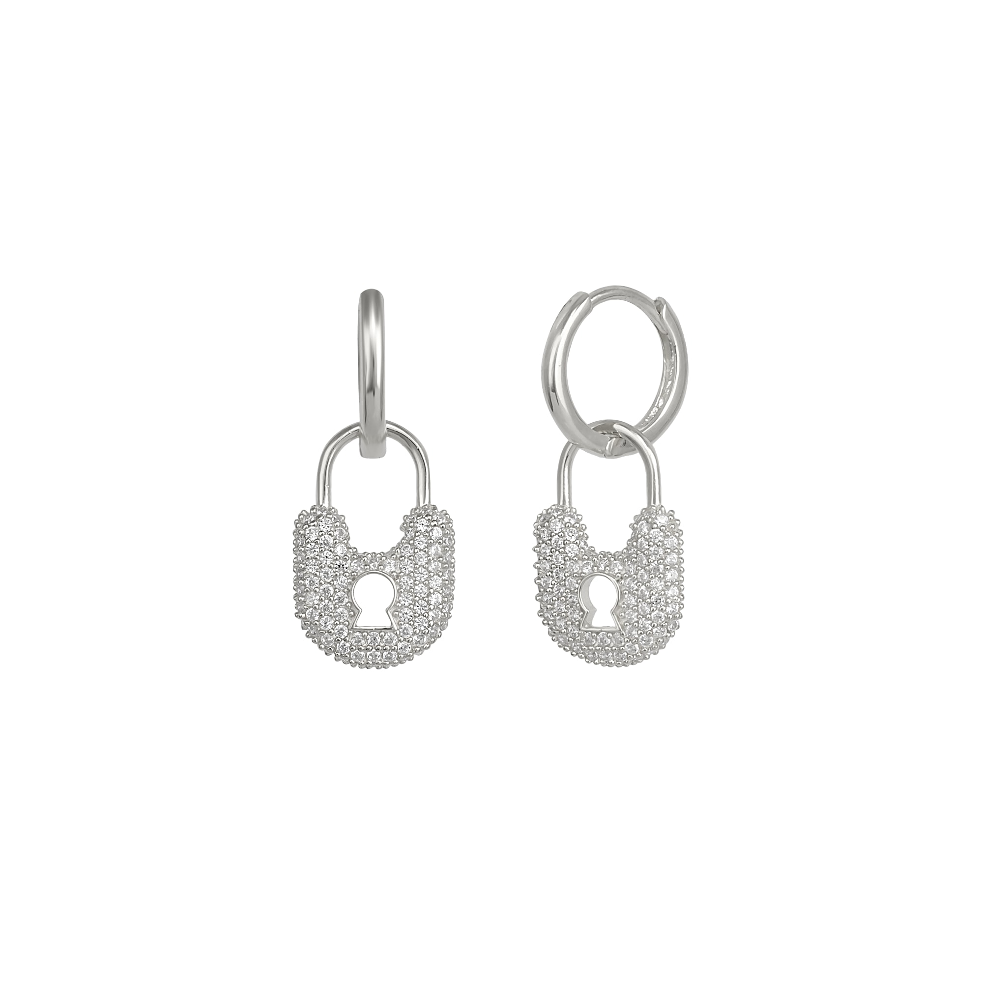 Spero London Women's Lock Silver Hoop Sterling Silver Earring - Silver In Silver