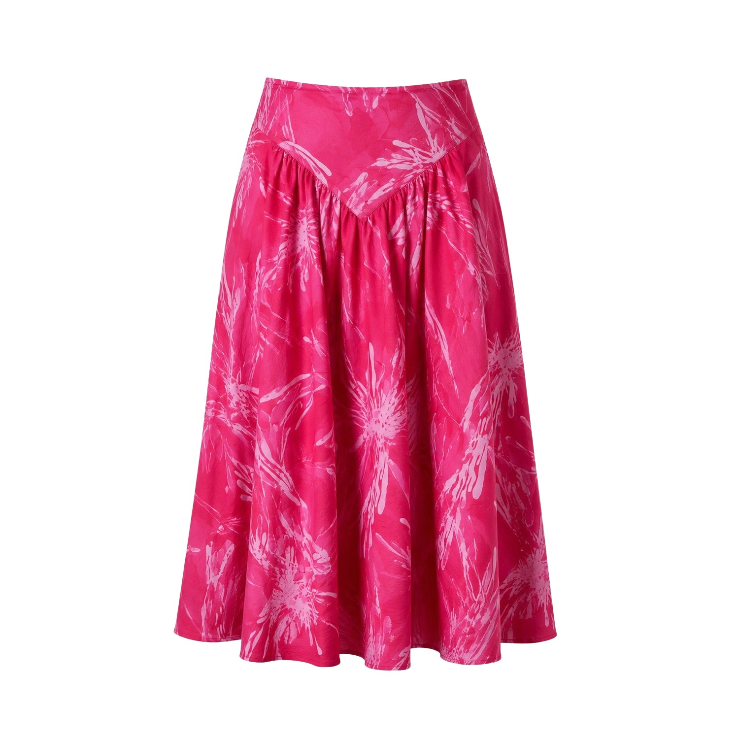 Oh!zuza Night&day Women's Rose Gold / Pink Echo Viscose Midi Skirt Pockets - Raspberry Print