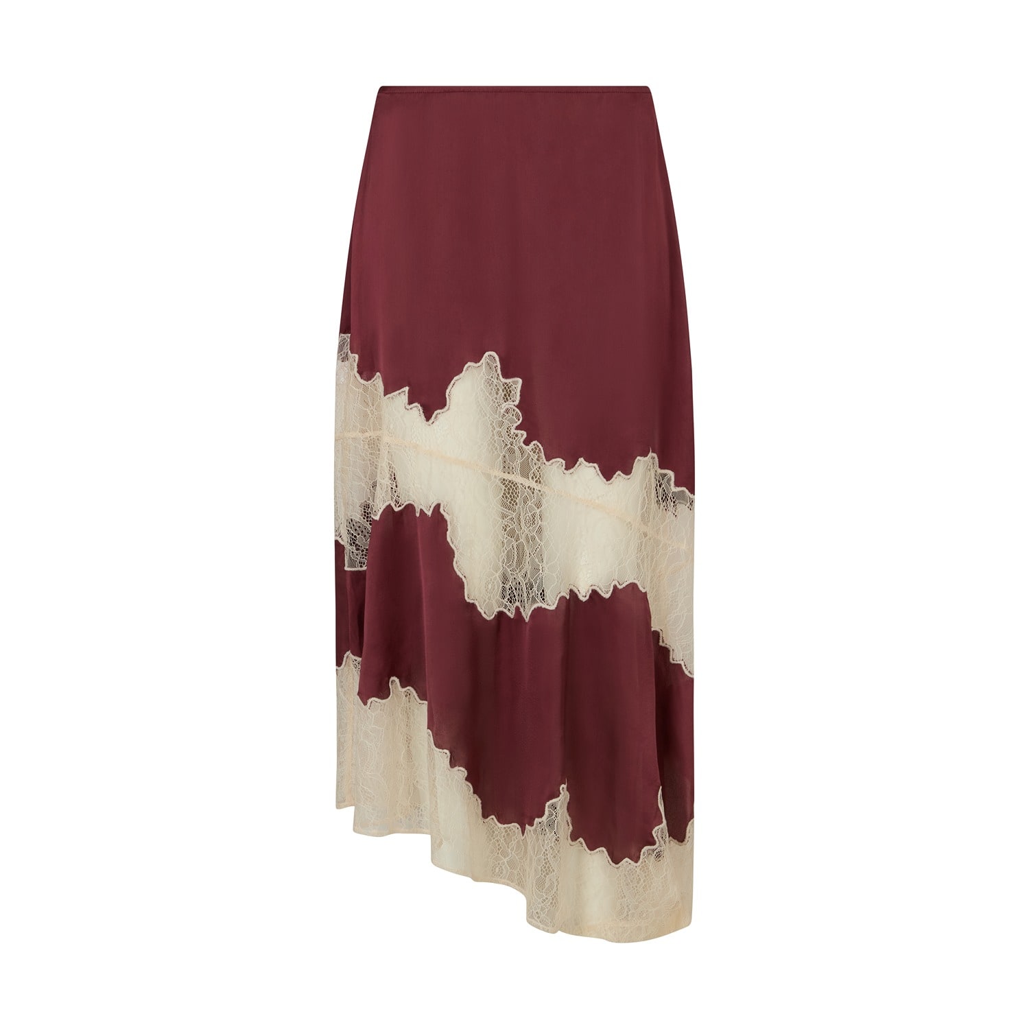 Lily And Lionel Women's Red Elenor Lace Insert Midi Skirt In Burgundy In Red