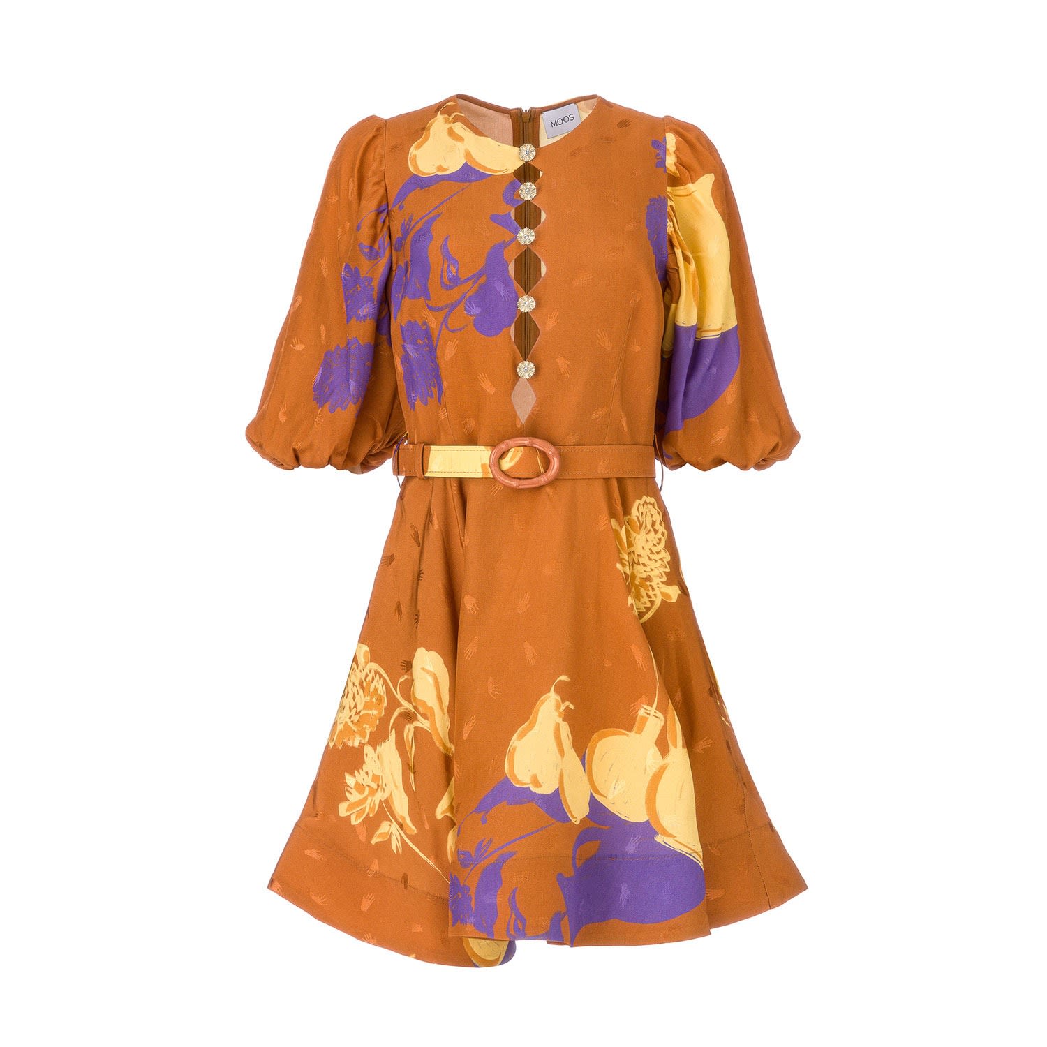 Moos Studio Women's Yellow / Orange / Brown Printed Mini Dress In Yellow/orange/brown