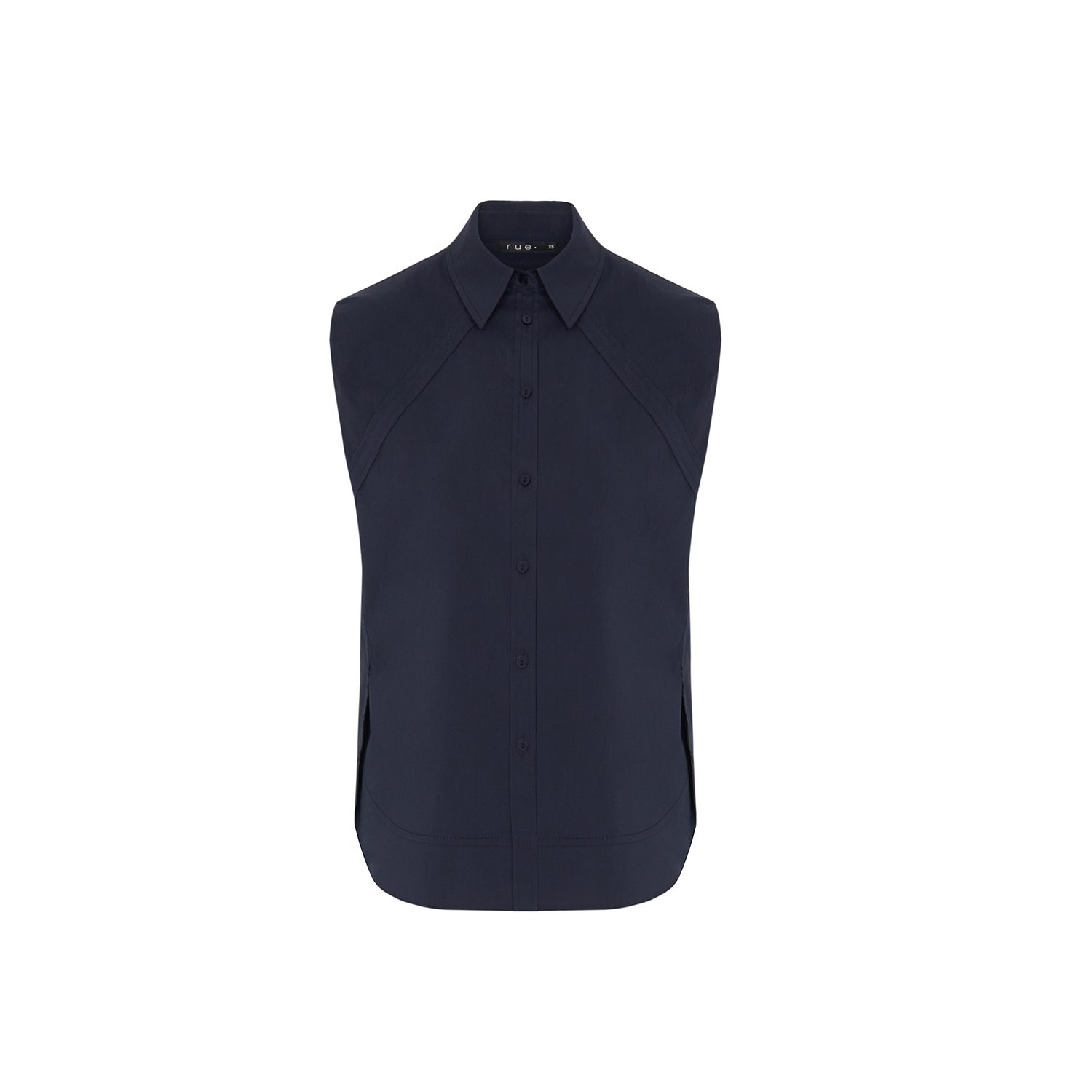 Rue Les Createurs Women's Blue Navy Sleeveless Shirt In Blue
