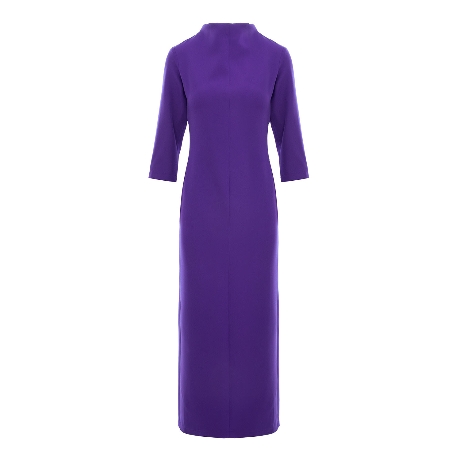 Concept A Trois Women's Pink / Purple Ultra Violet, Fitted, Straight Dress With Three-quarter Sleeves And Slit In Pink/purple