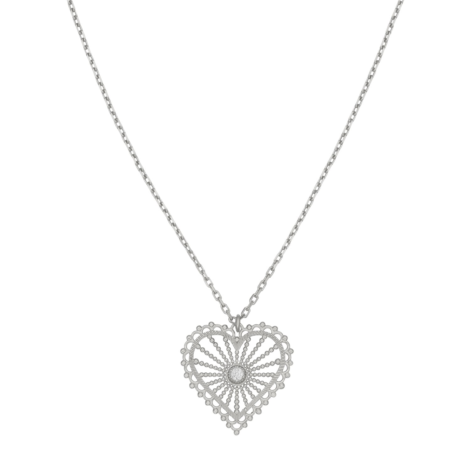 Zoe And Morgan Women's Amor Necklace Silver White Zircon In Silver
