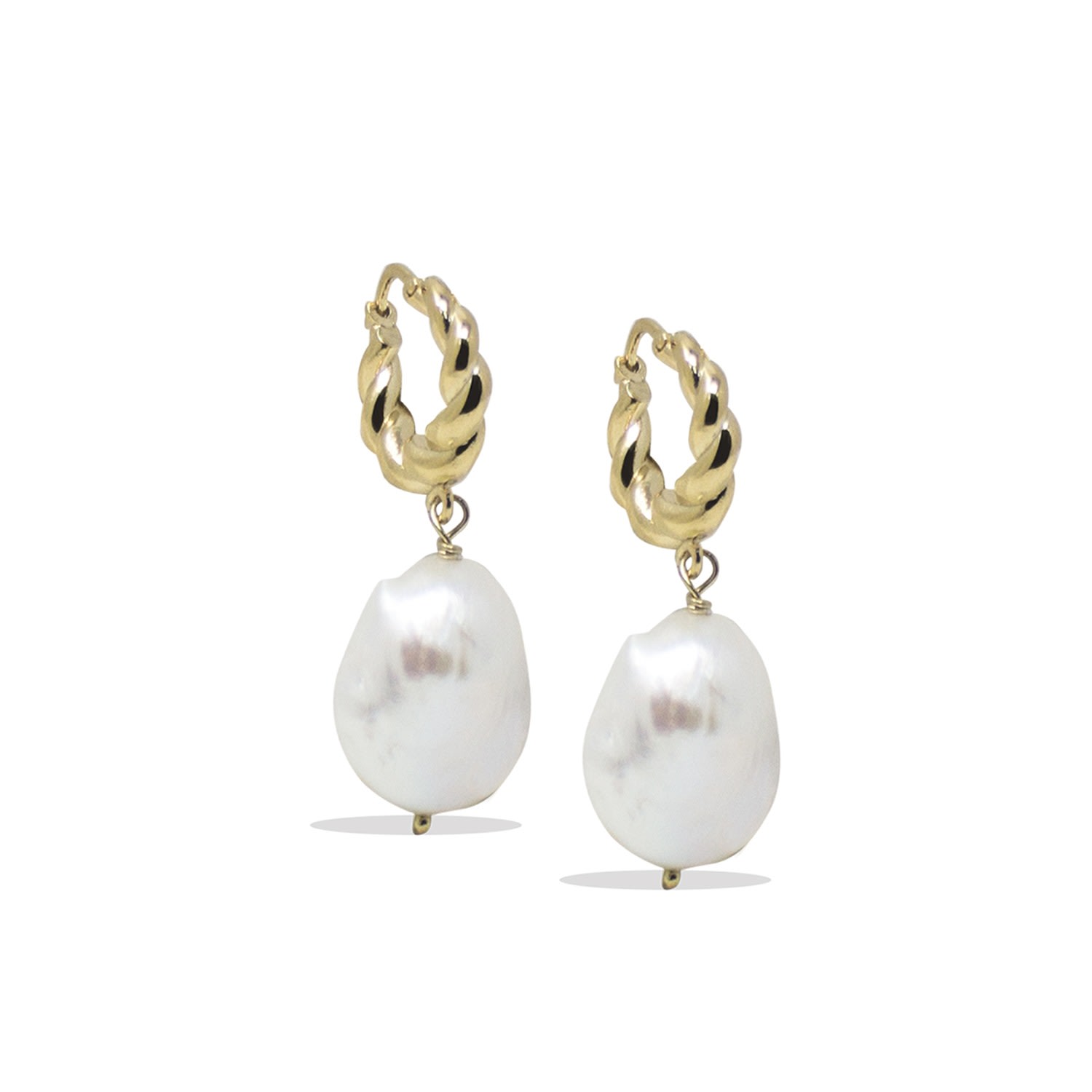 Women’s Gold / White Victoria Pearl Huggie Earrings Vintouch Italy