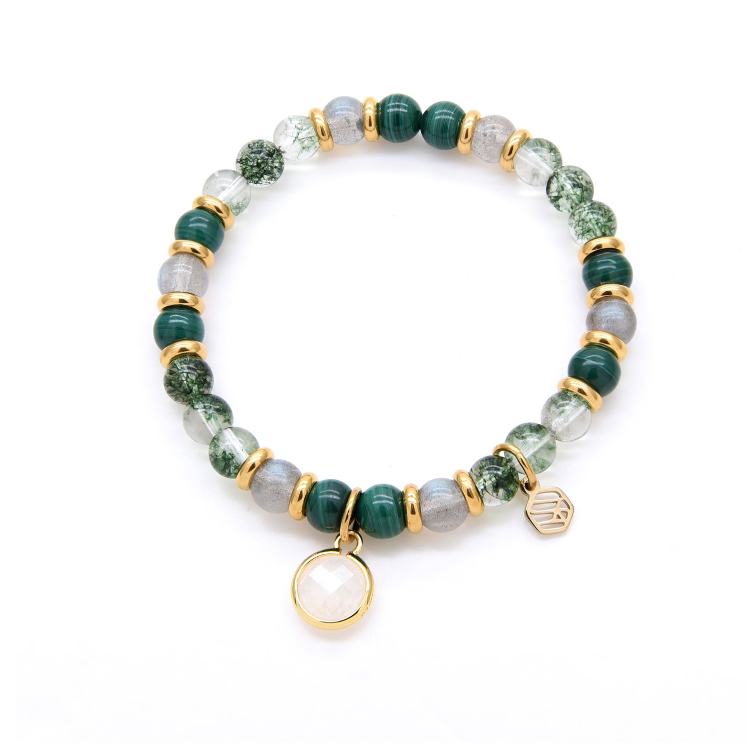 Women’s Malachite Green Phantom Moonstone Beaded Bracelet With Moonstone Jadeite Atelier