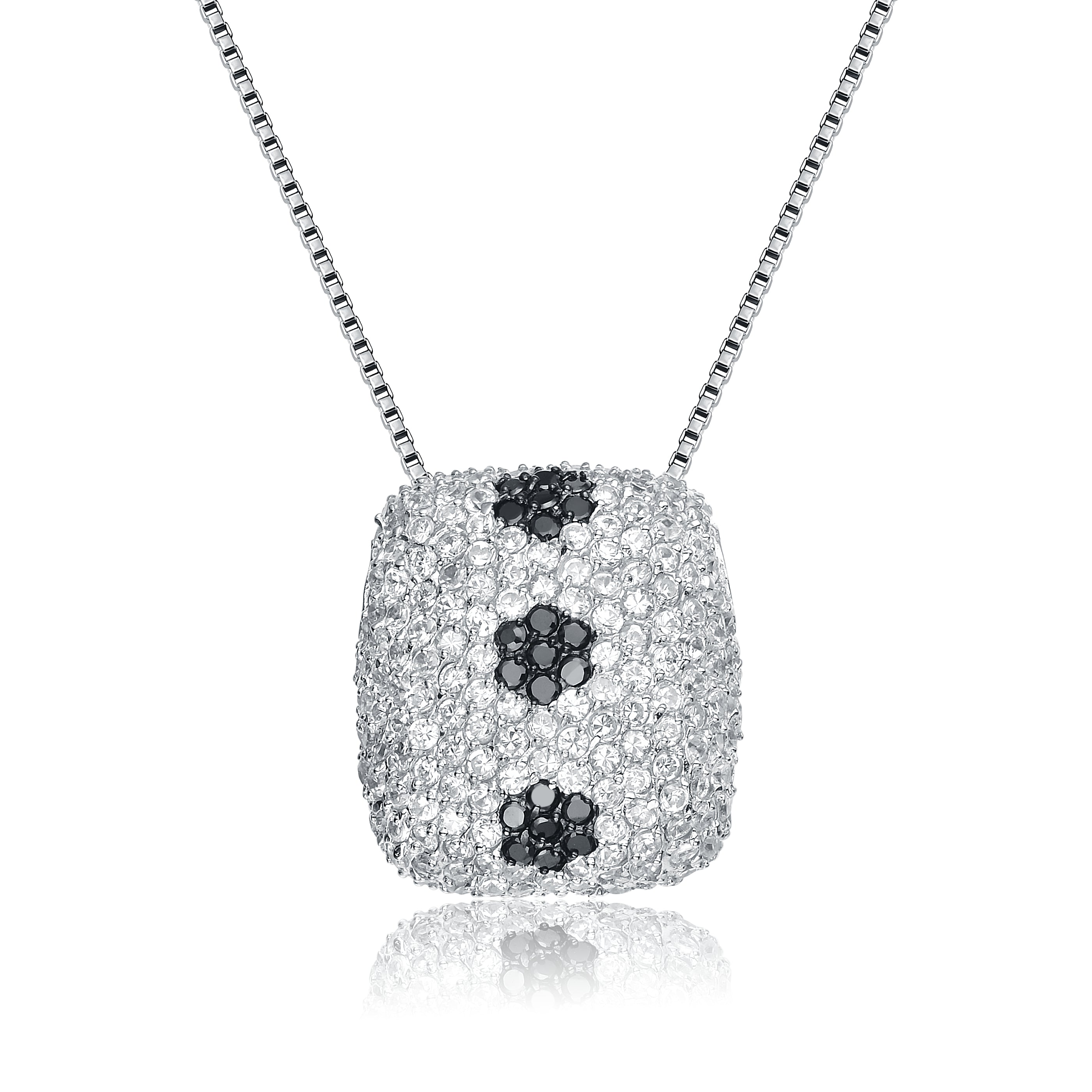 Genevive Jewelry Women's White / Silver Sterling Silver Cubic Zirconia Pave Necklace In Multi