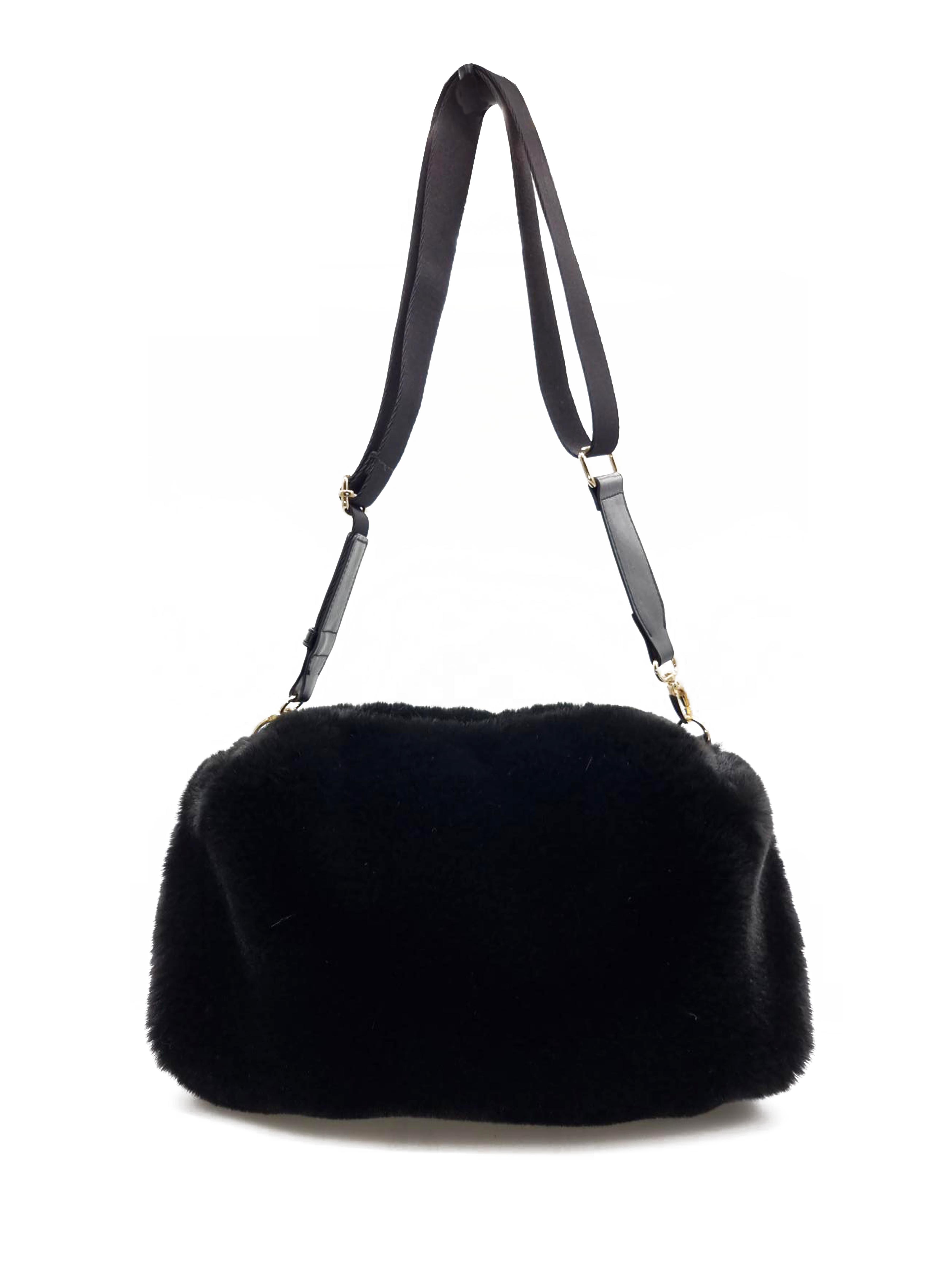 Women’s Black / Pink / Purple Jackson Faux Fur Shoulder Bag-Black One Size Nooki Design