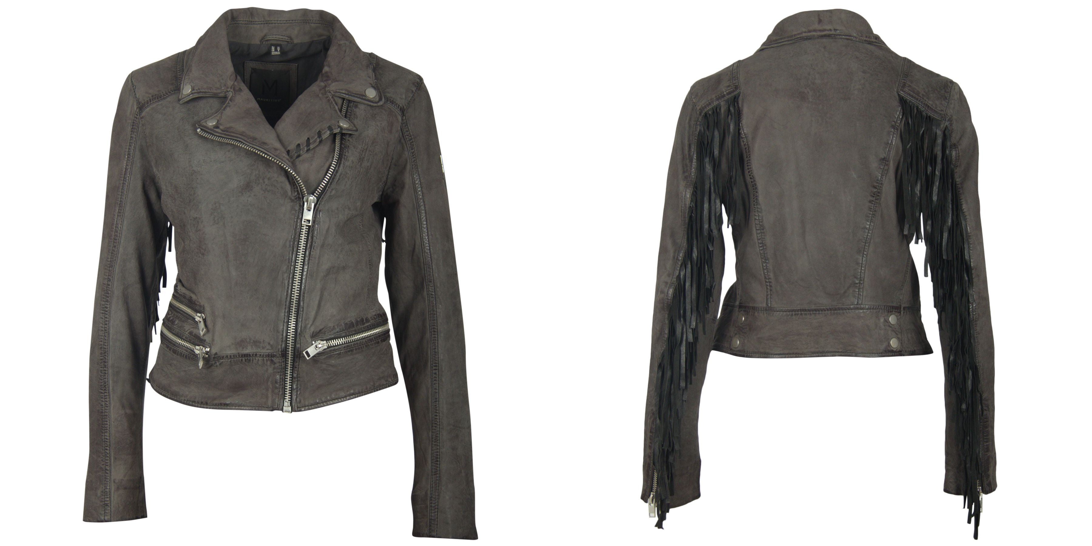 Mauritius Women's Zoe Rf Leather Jacket, Dark Grey In Grey