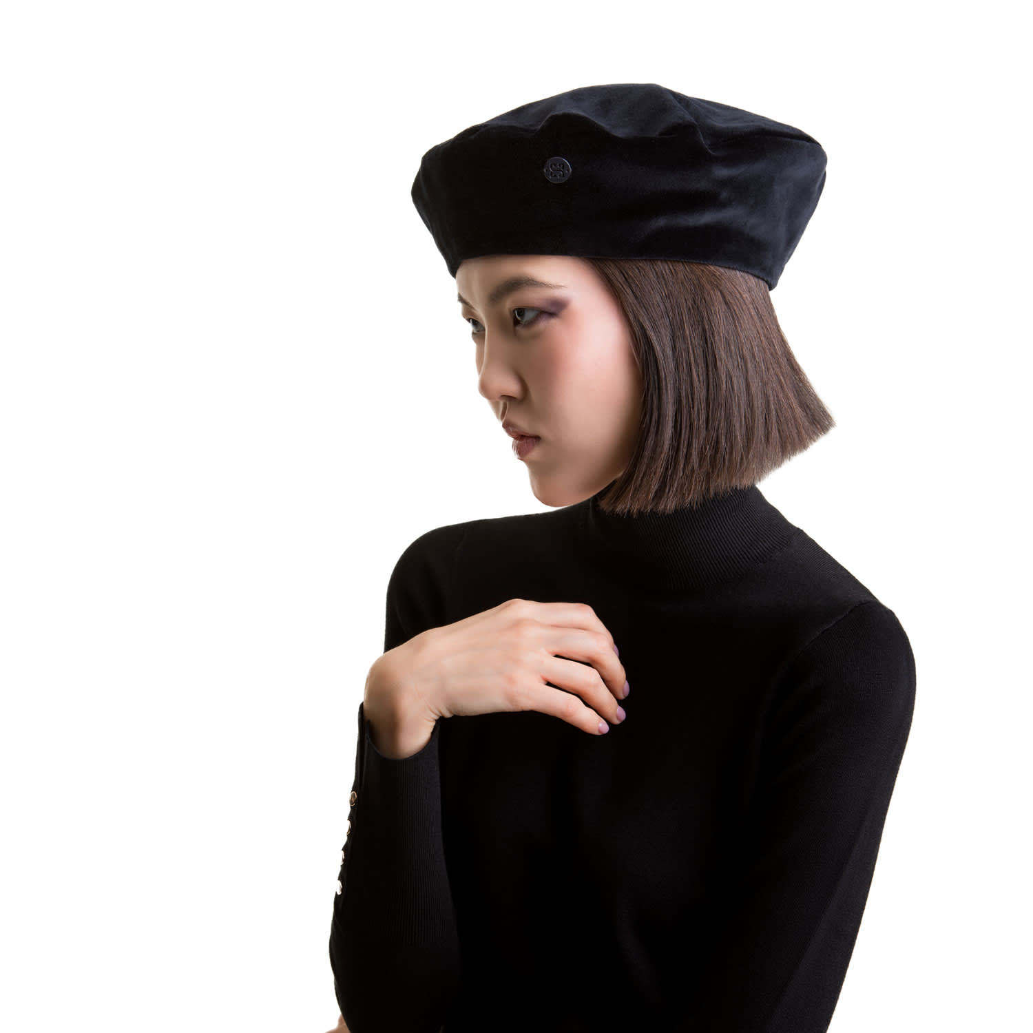 Audrey - Black Velvet Beret Hat | SIBI Hats | Wolf & Badger