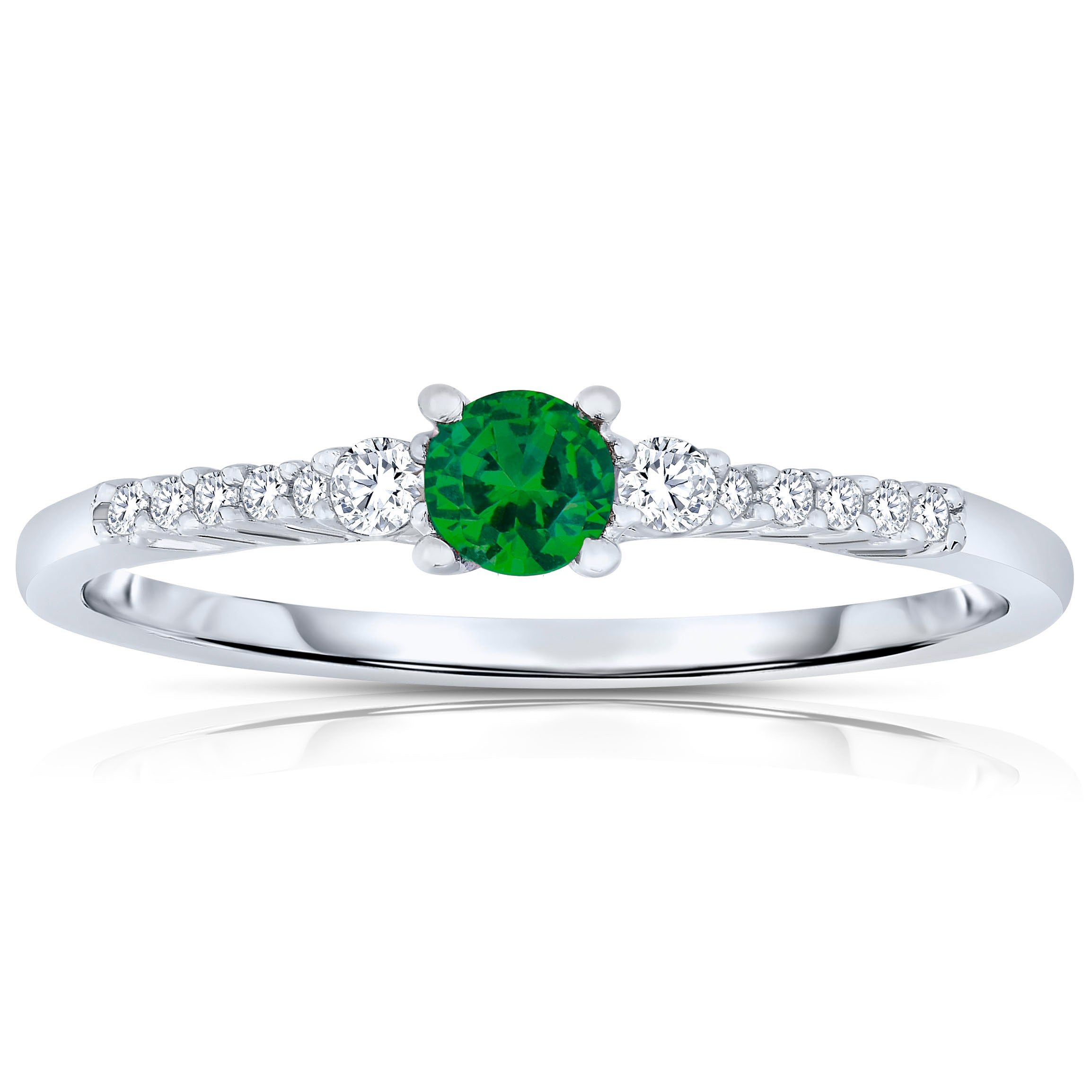 Women’s White / Silver / Green Sterling Silver Emerald Cubic Zirconia Engagement Ring Genevive Jewelry