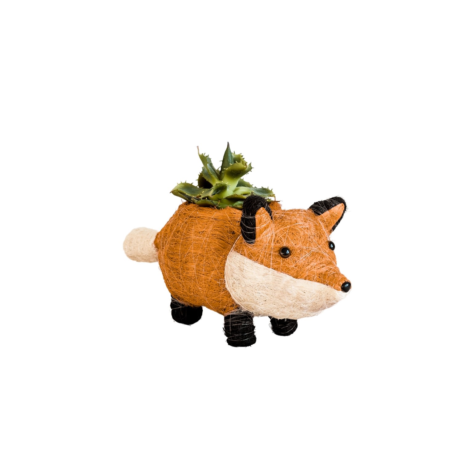 Yellow / Orange Coco Coir Animal Planter Baby Fox Likh