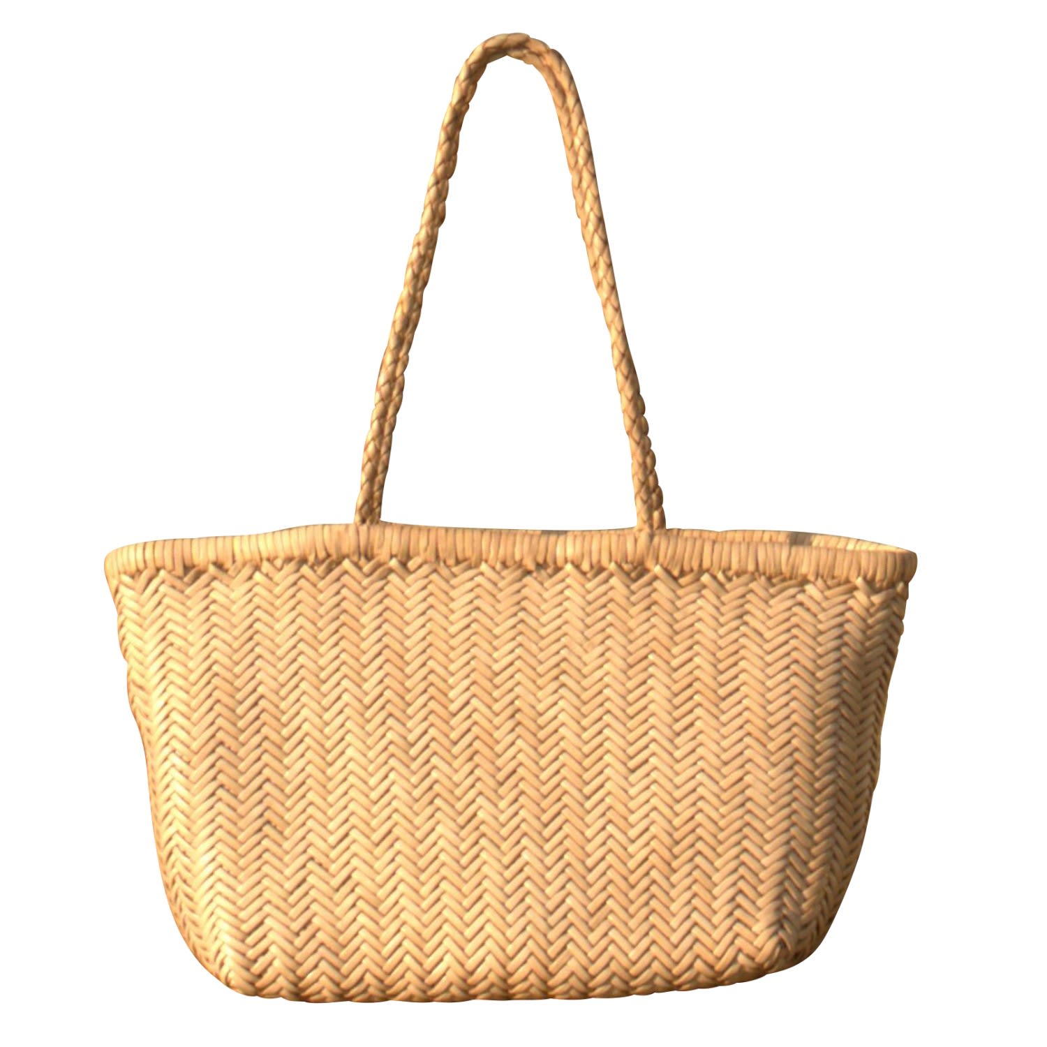 Women’s Neutrals Zigzag Woven Leather Handbag ’Viviana’ Medium Size - Natural Rimini