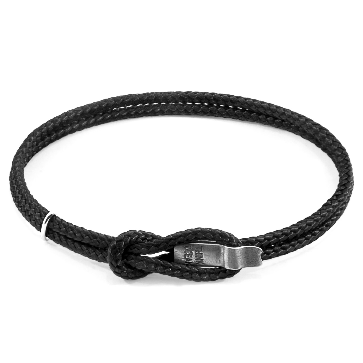 Anchor & Crew Black Think Ocean Signature Silver & Rope Bracelet - Men In Black