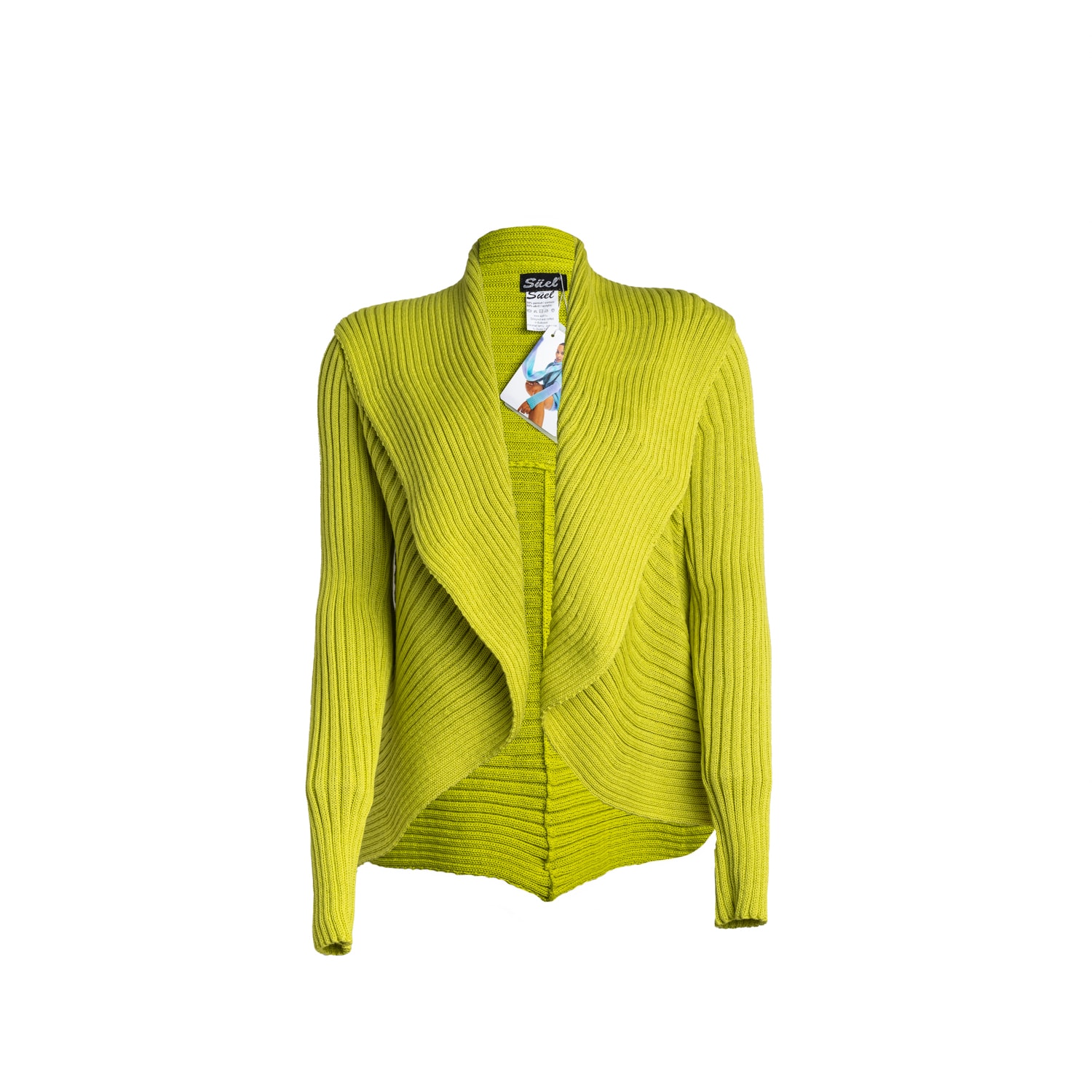 Süel Knitwear Women's Green Ribbed Round Knit Cardigan Kiwi In Green