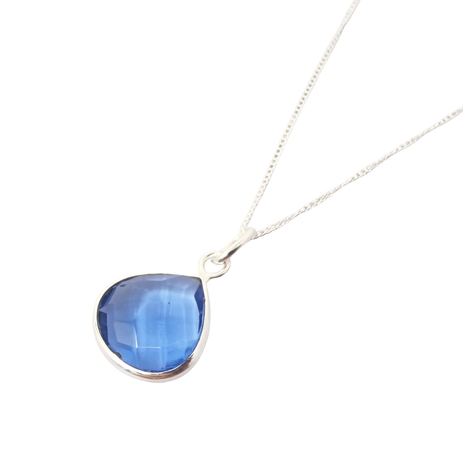 Women’s Blue / Silver Silver Fine Chain With Heart Blue Topaz December Birthstone Pendant Harfi