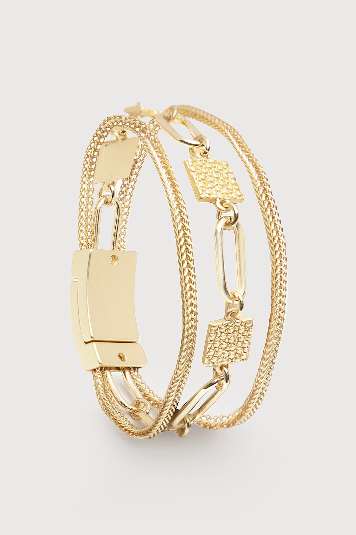 Saachi Women's Chain Link Hammered Gold Bracelet