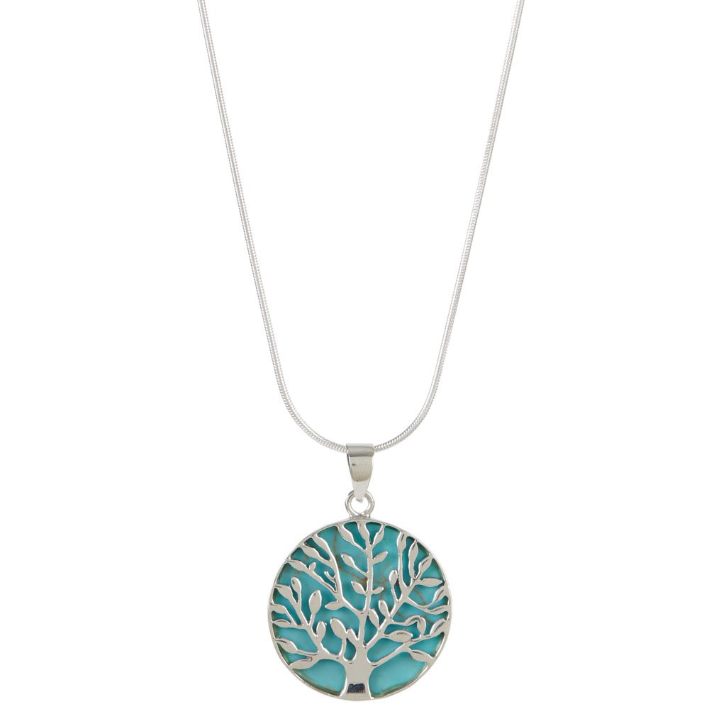 Charlotte's Web Jewellery Women's Green Tree Of Life Healing Silver Necklace - Turquoise In Green