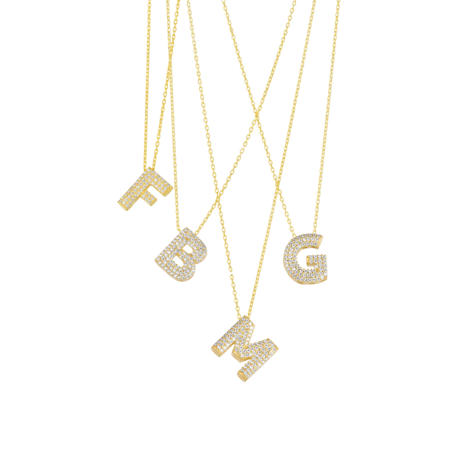 Spero London Women's Pave Balloon Bubble Initial Necklace Alphabet Pendant Sterling Silver Gold Vermeil In Gold
