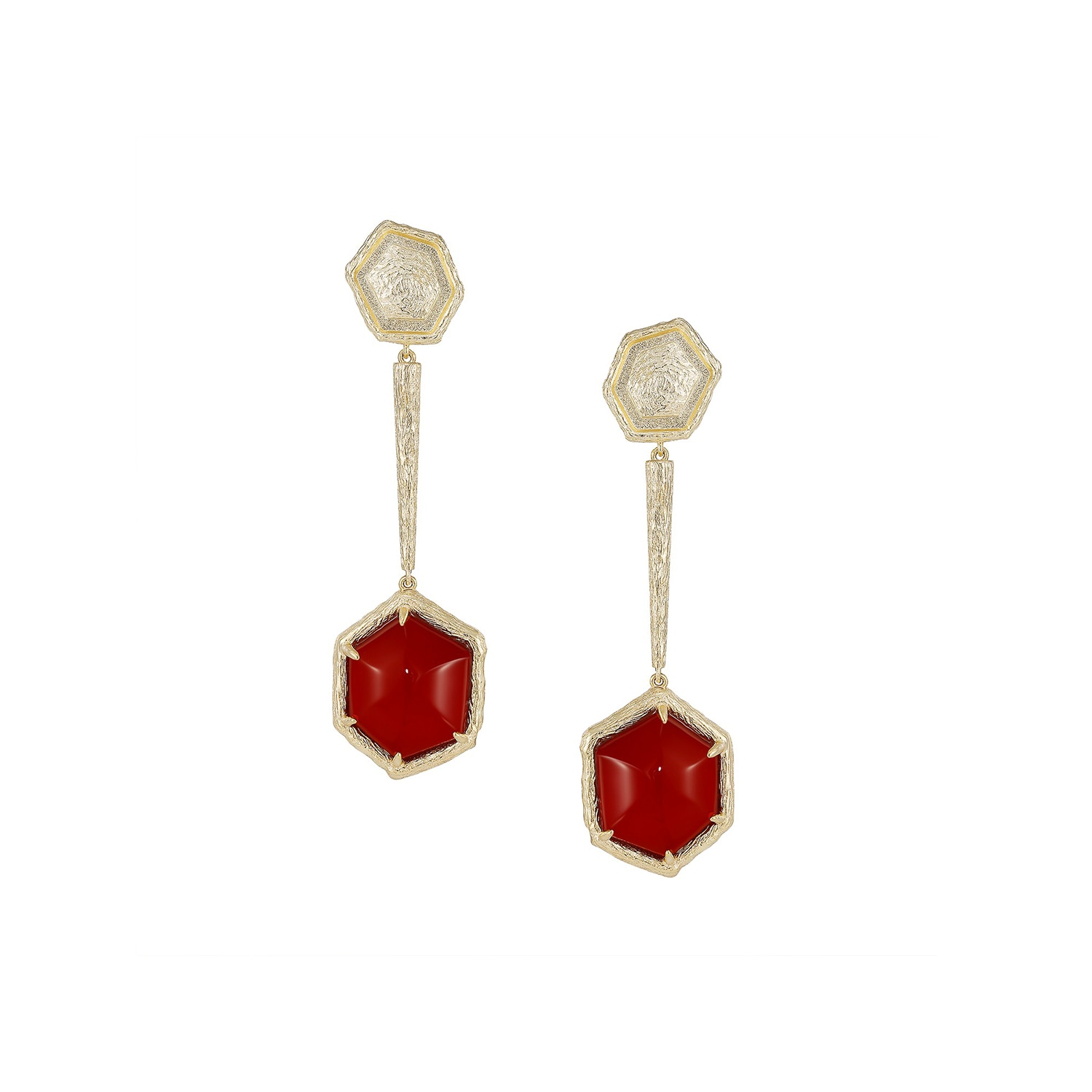 Women’s Gold / Red Red Agate Tiger Earrings Retro Chic