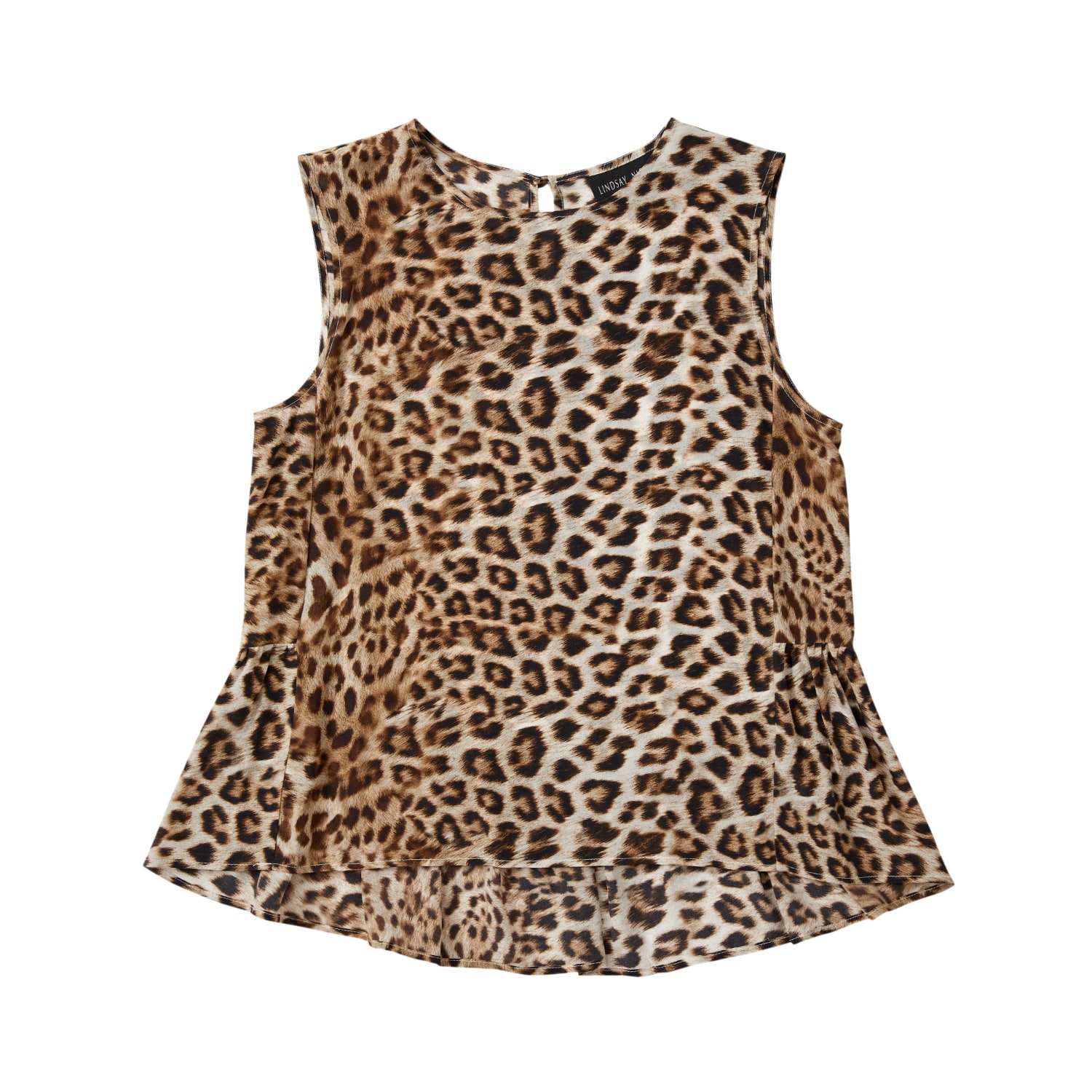 Lindsay Nicholas New York Women's Brown Silk Peplum Top In Leopard In Brown