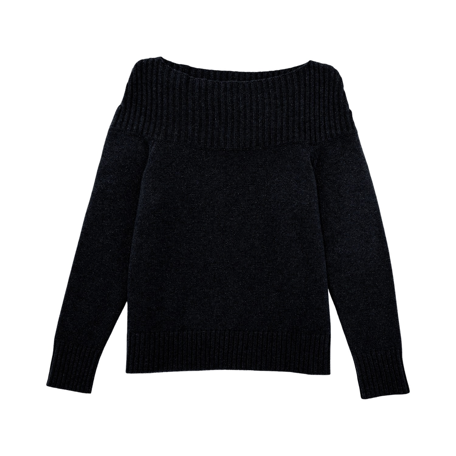 Women’s Cashmere Boat Neck Sweater In Black Small Loop Cashmere