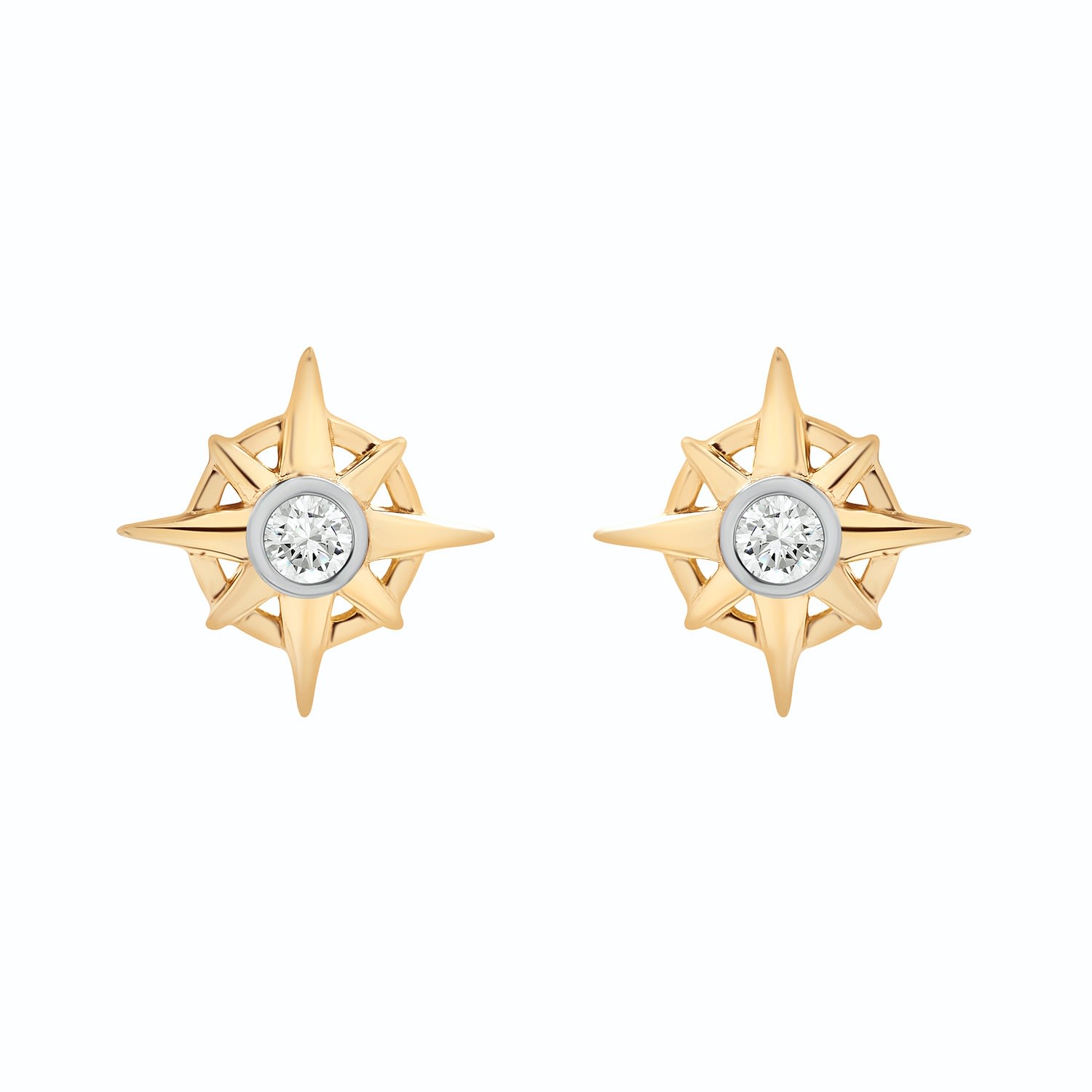 Miki & Jane Women's Gold Phoenix Compass Diamond Stud Earrings In Gold