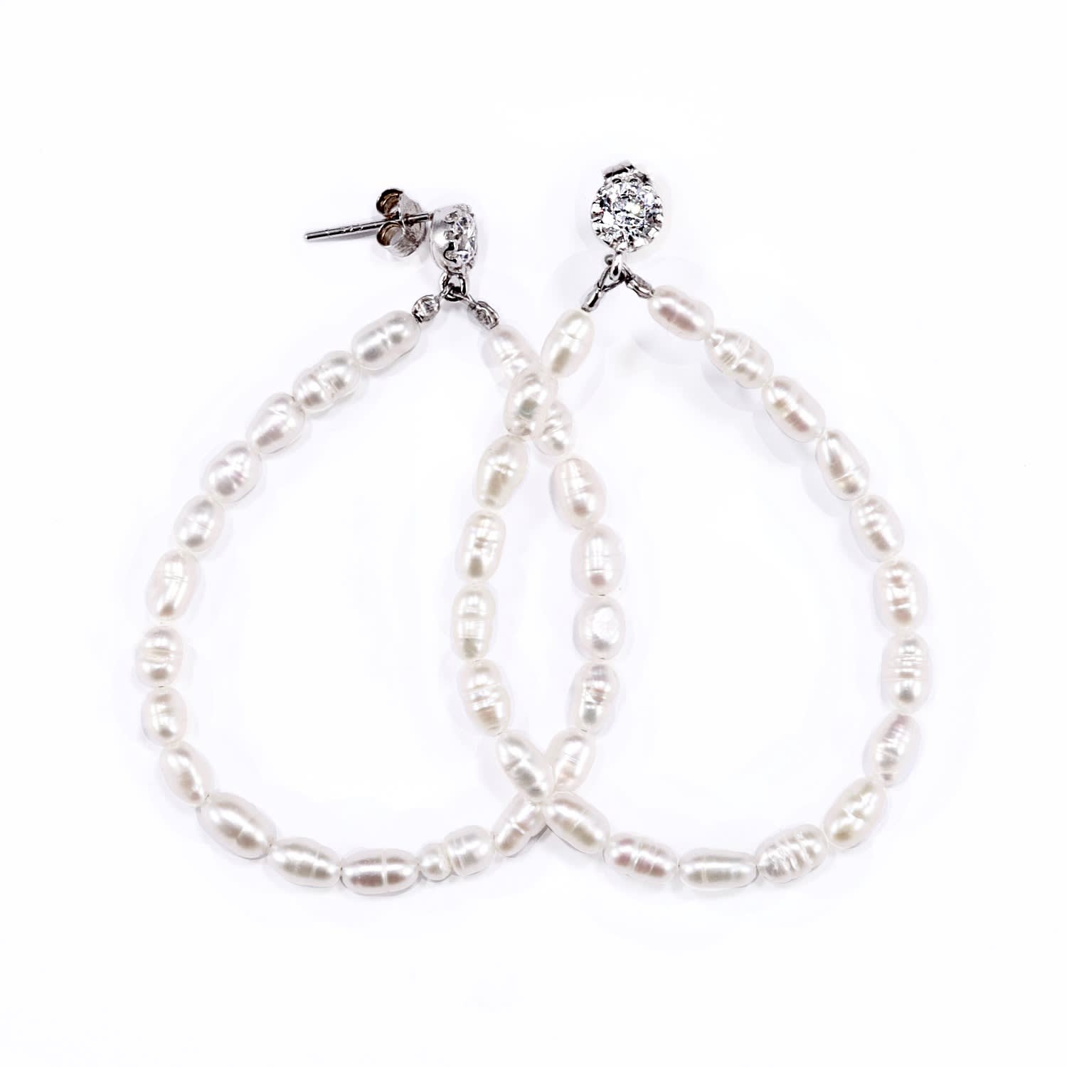Mineralgems ✩ Studio Women's White Mini Pearl Hoop Earrings