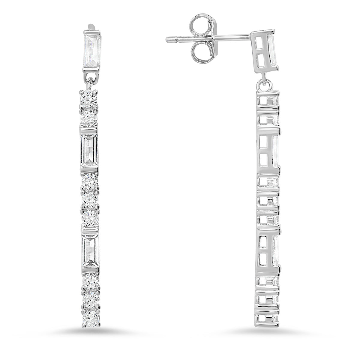 Kylie Harper Women's Dangling Bar Diamond Cz Earrings In Sterling Silver In Metallic