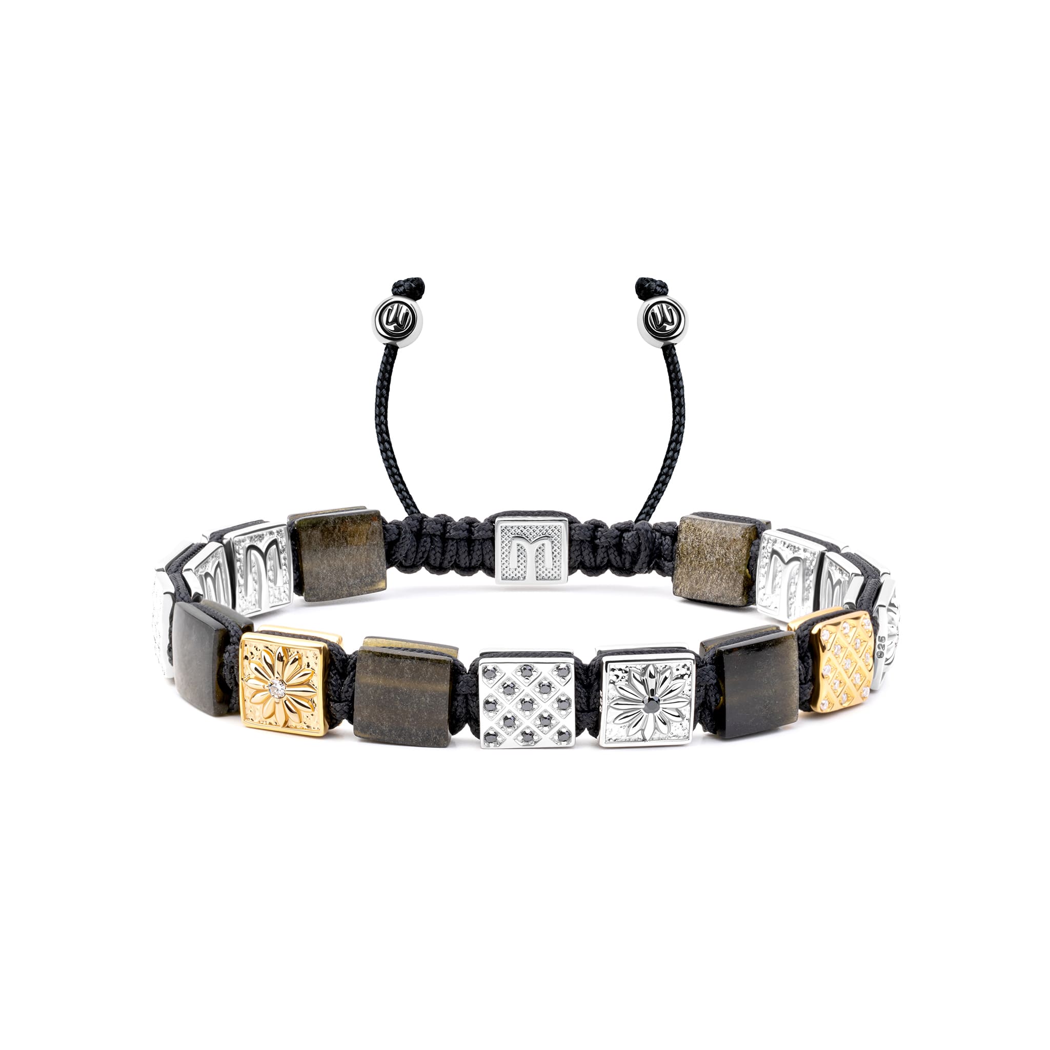 Mahigan Women's Gold / Black / Silver Flat-bead Golden Obsidian Bracelet In Gold & Silver