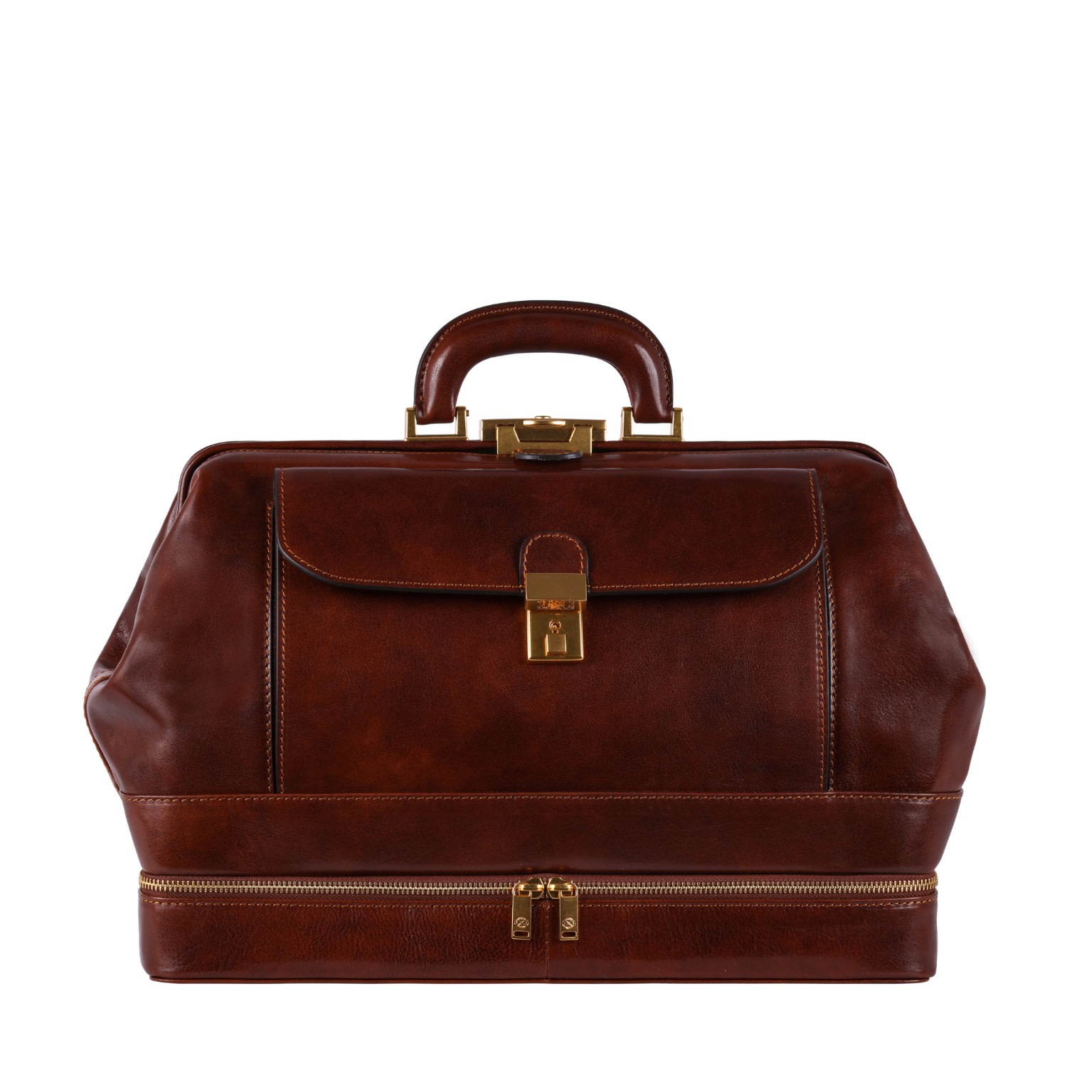 Time Resistance Men's Brown Large Italian Leather Doctor Bag - The Master & Margarita In Brown