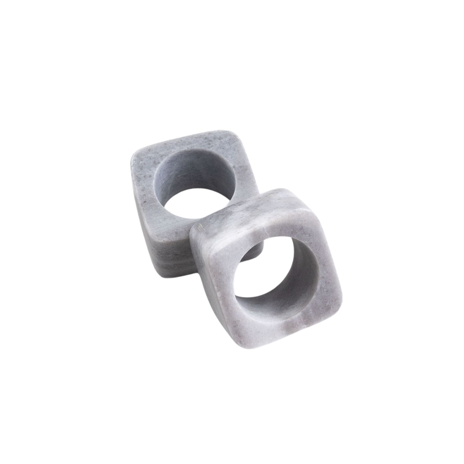 Urban Society Studio Grey Kai Marble Napkin Ring Set - Gray Marble In Gray