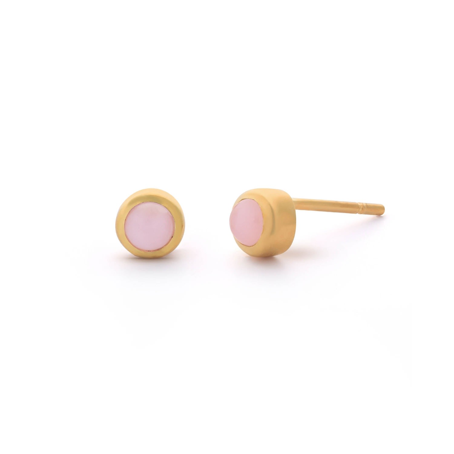 Nellou Jewellery Women's Pink / Purple Mini Gem Dot Birthstone Earrings Gold Plated Sterling Silver October