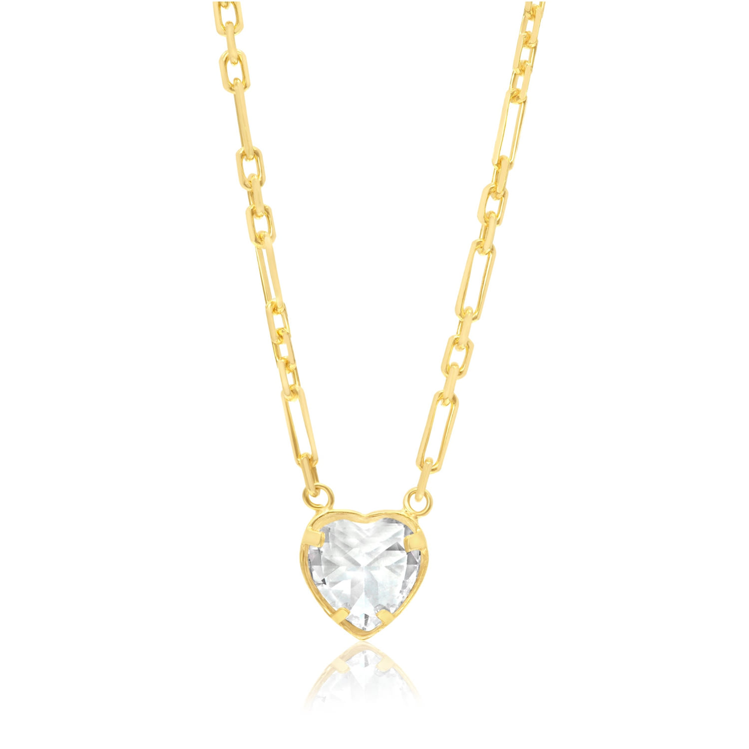 Shymi Women's Gold Bezel Heart Thin Paperclip Necklace In Gold