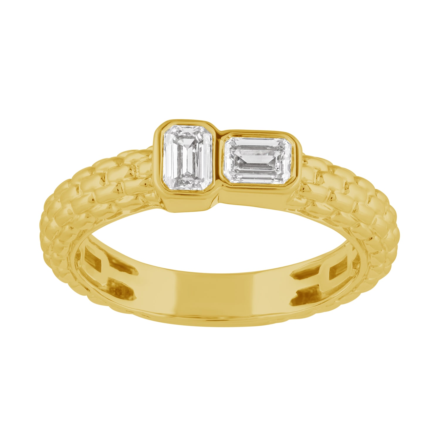 Artisan Women's Gold / White Dual Emerald-cut Diamond Toi Et Moi Ring In 14k Yellow Gold In Gold