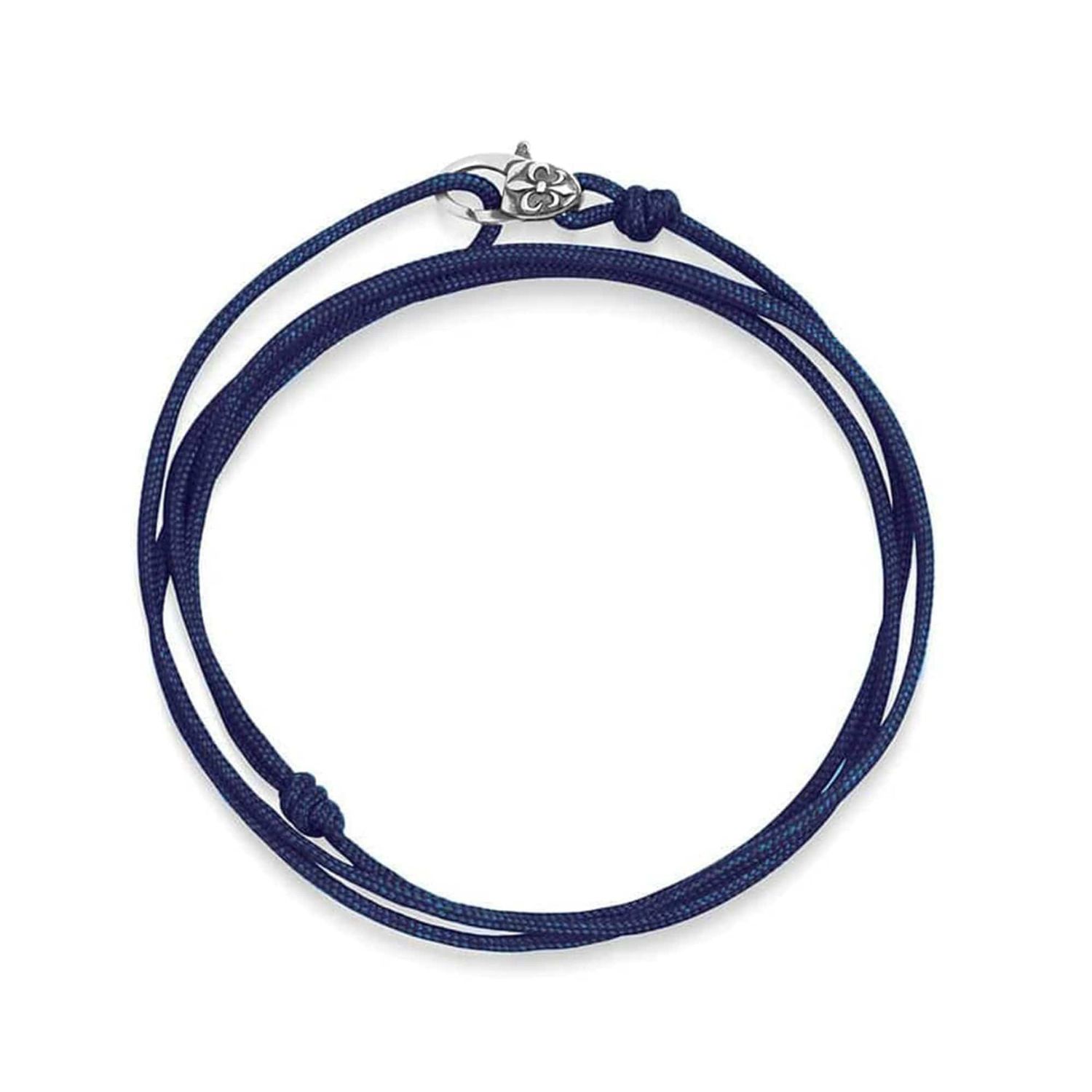 Nialaya Men's Blue / Silver Navy Wrap-around String Bracelet With Sterling Silver Lock