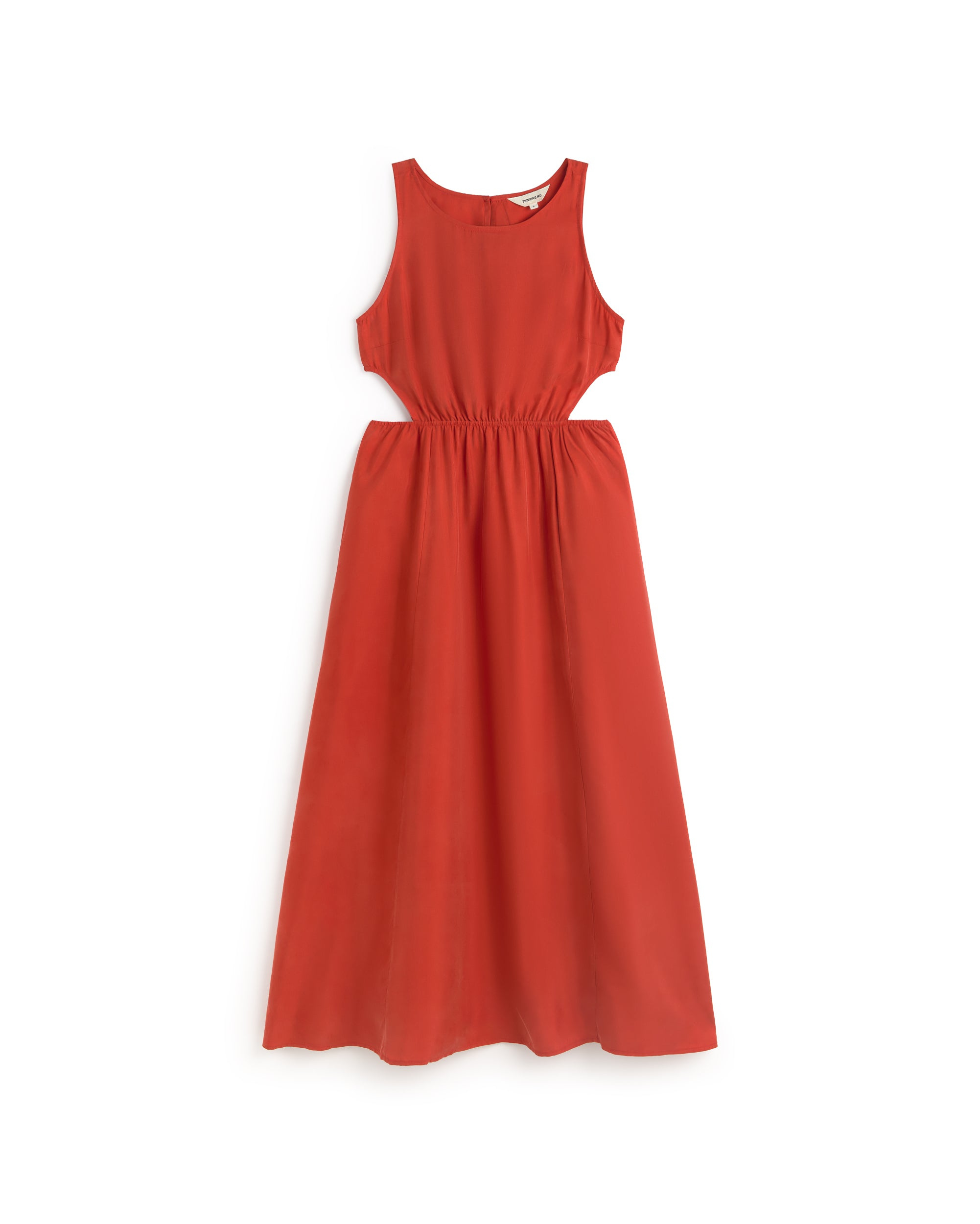 Thinking Mu Women's Cupro Kin Red Midi Dress In Orange