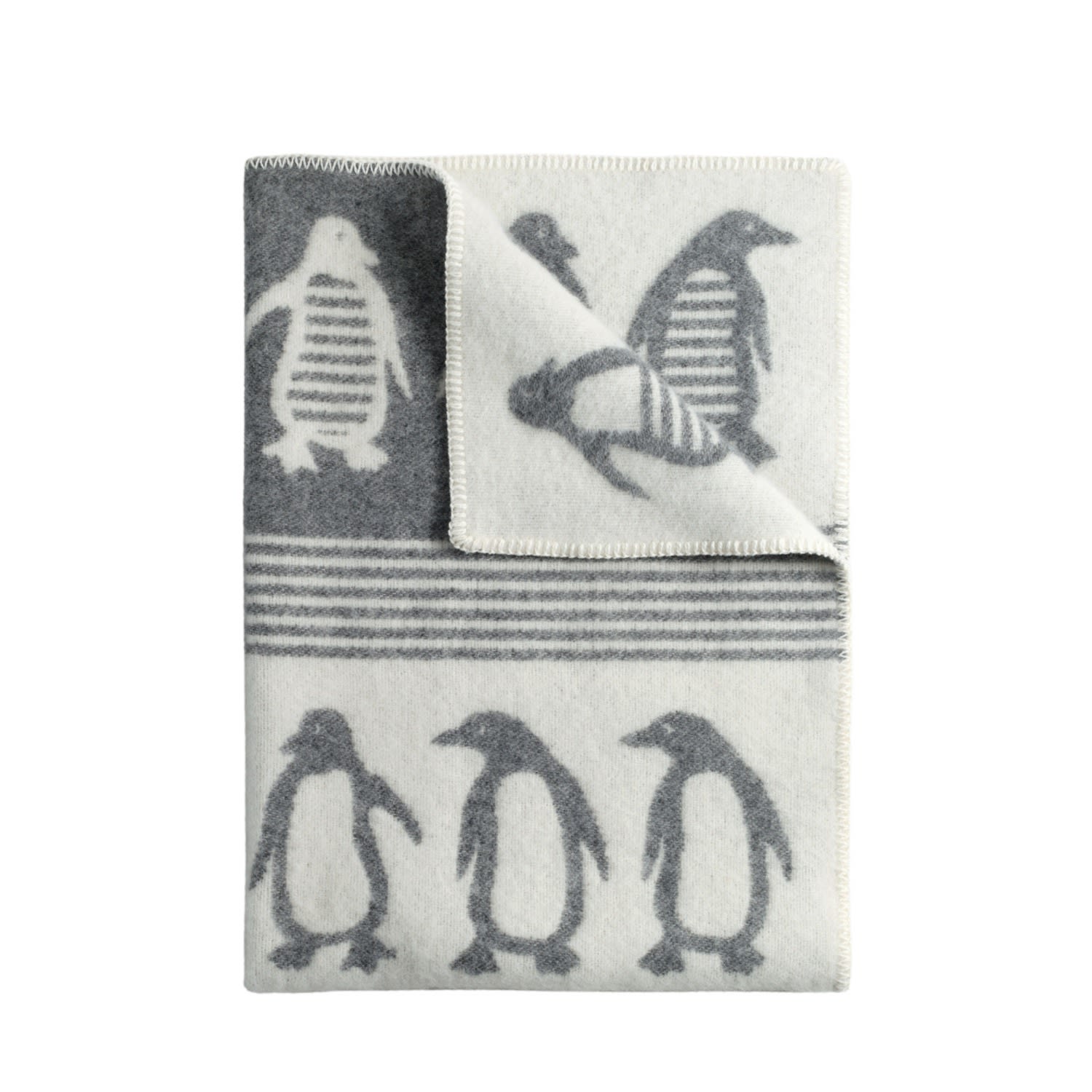 J.j.textile Grey Penguin Small Wool Blanket In Gray