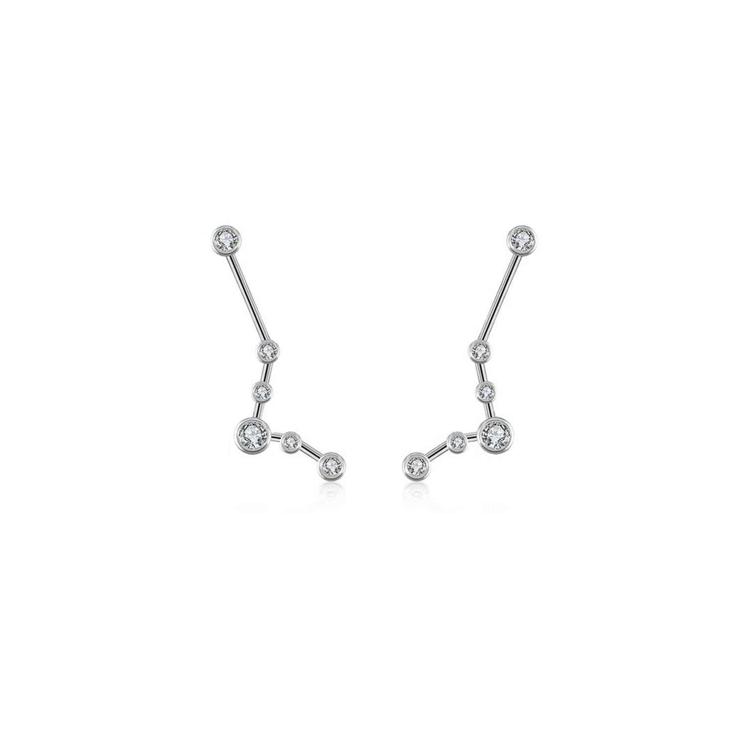 Women’s Pisces Zodiac Constellation Earring 18K White Gold & Diamond Genevieve Collection