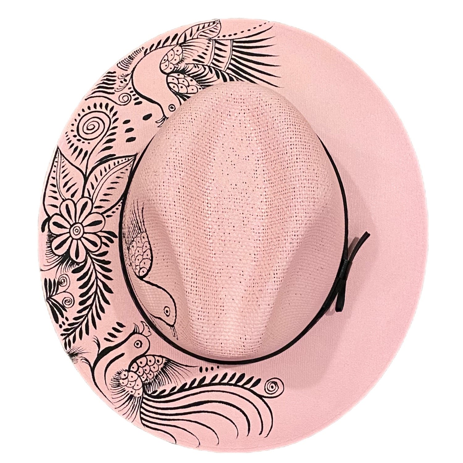 Larkin Lane Women's Black / Pink / Purple Hand-painted Hat From Mexico - Pink, Black In Black/pink/purple