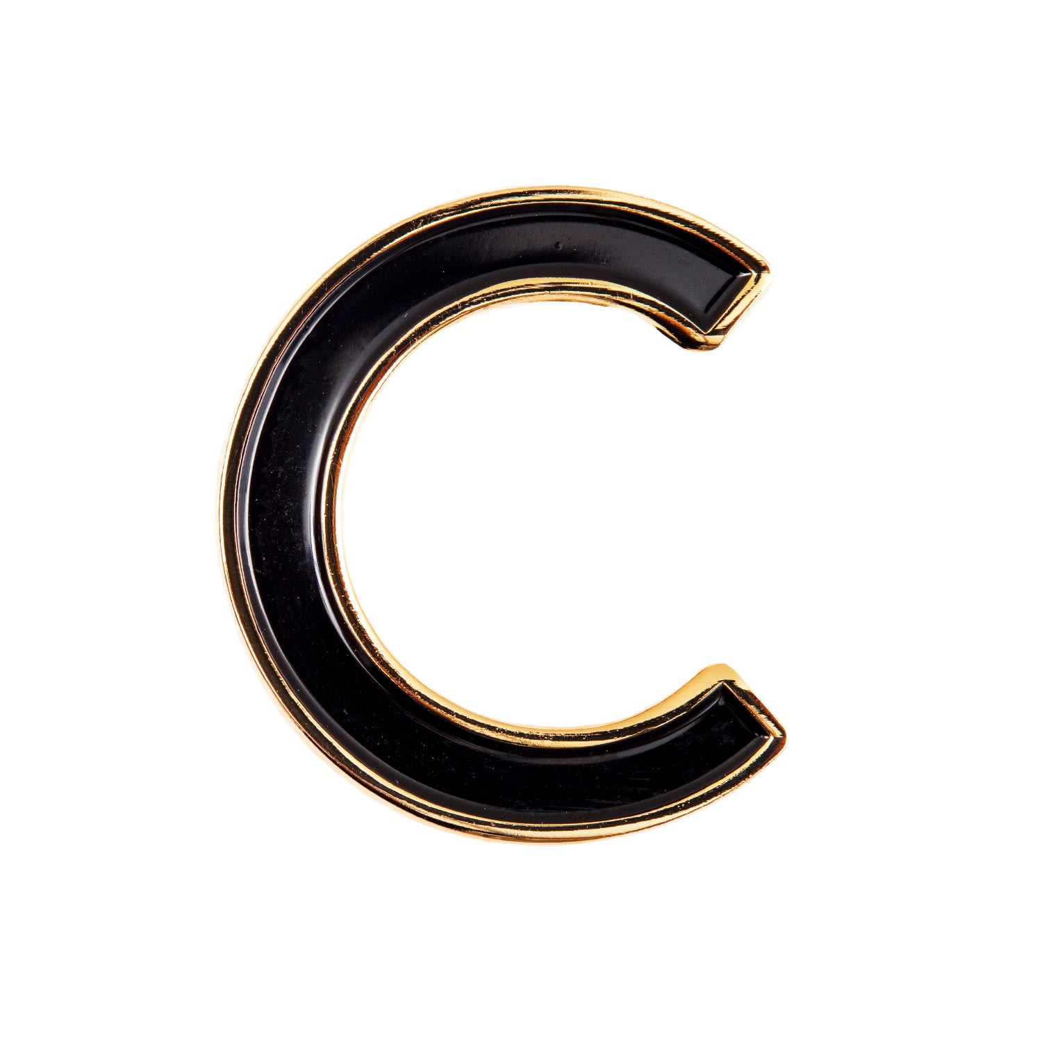 Make Heads Turn Women's Black Enamel Letter C Pin In Black