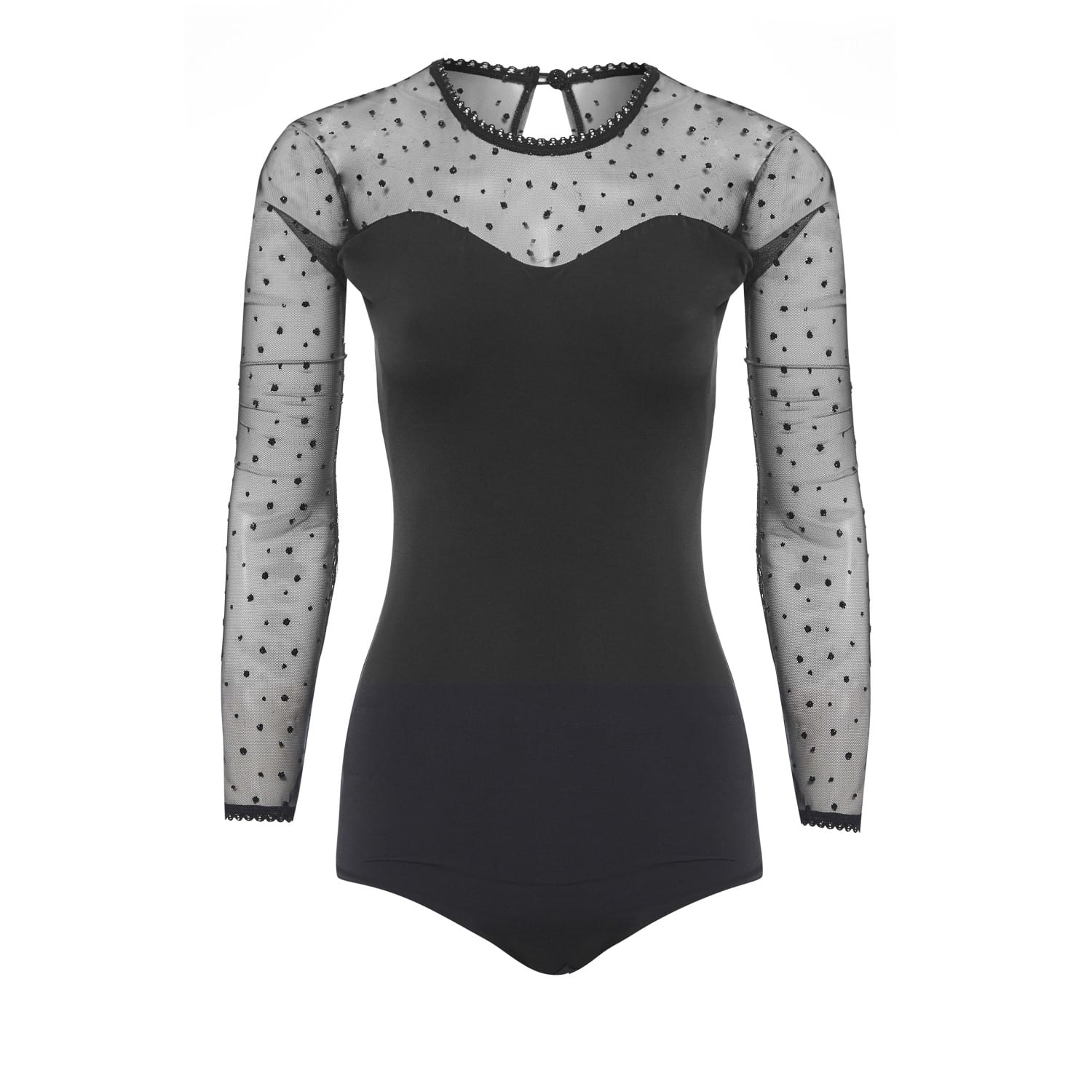 polka dot mesh bodysuit