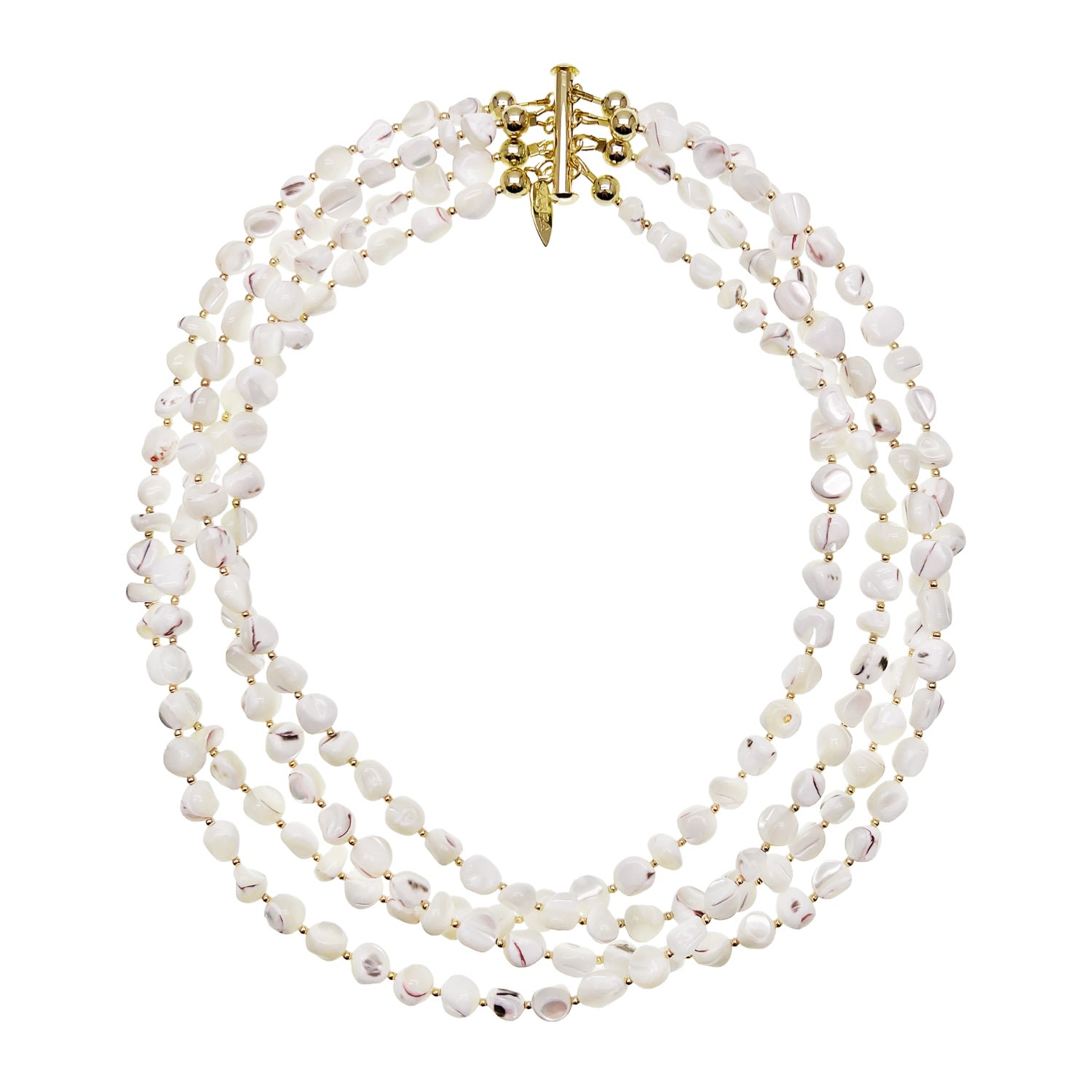 Farra Women's Stunning White Irregular Shells Multi-layers Necklace In White