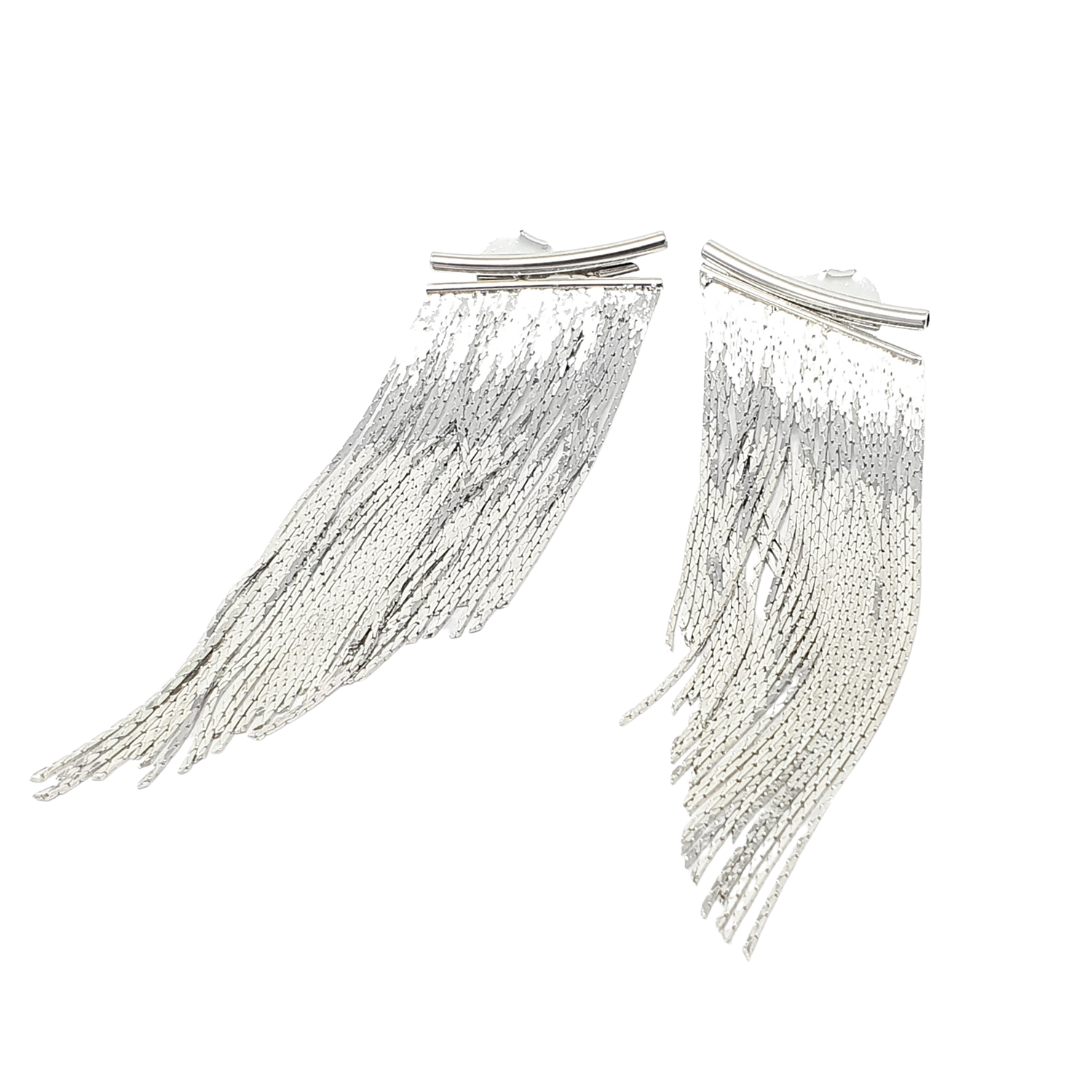 Harfi Women's Statement Silver Waterfall Party Tassel Earrings In Silver