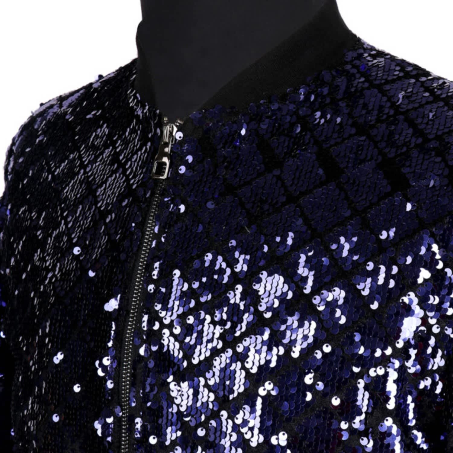 Mens blue sequin bomber jacket cheap