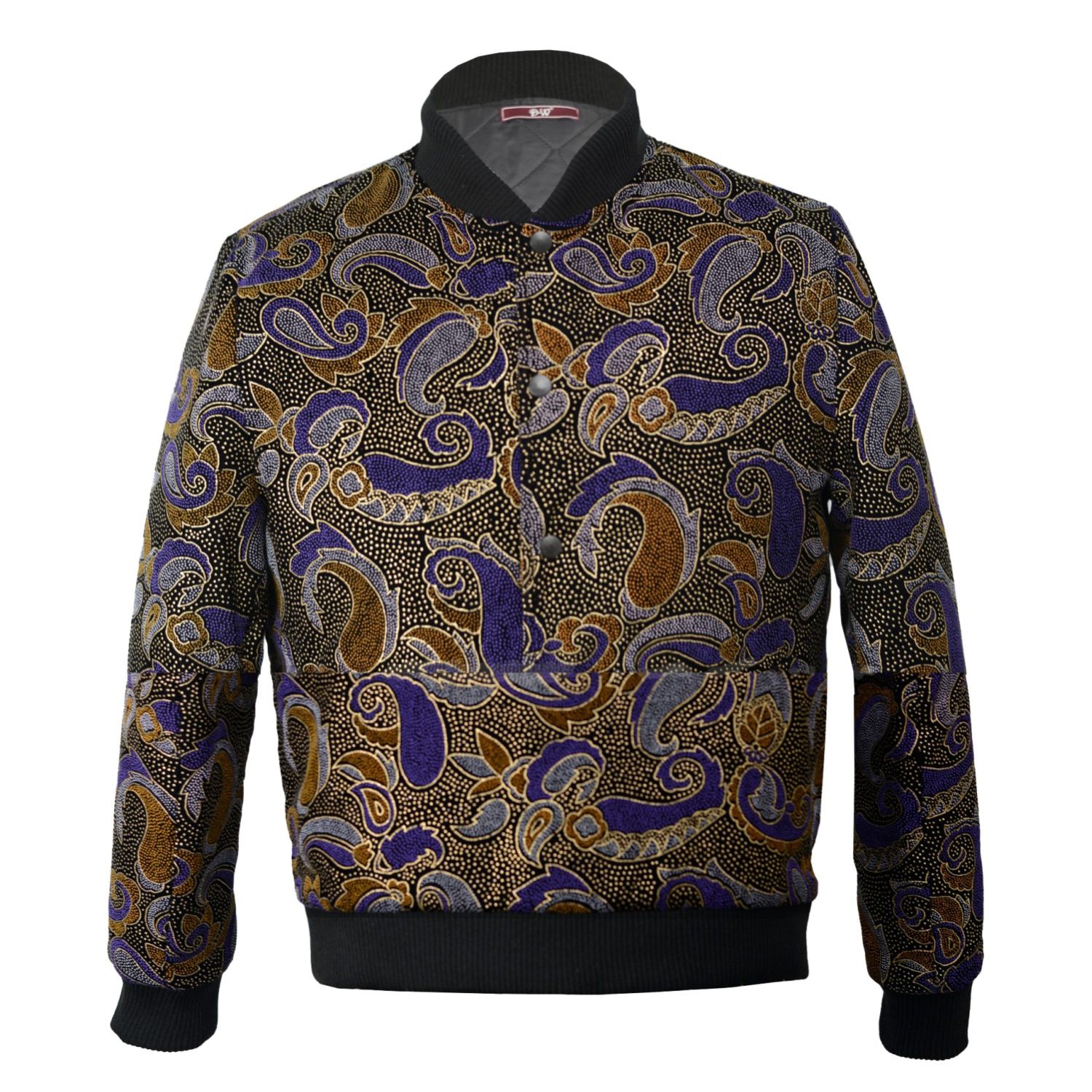 Men’s Brown / Pink / Purple Kensington Handmade Paisley Embroidery Bomber Jacket - Purple & Brown Large David Wej