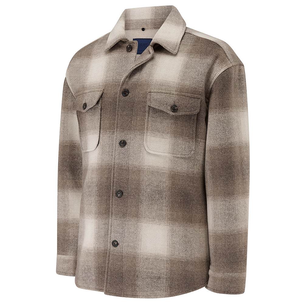 Men's Neutrals Welsh Check Wool Overshirt - Stone | Extra Large | Guards London