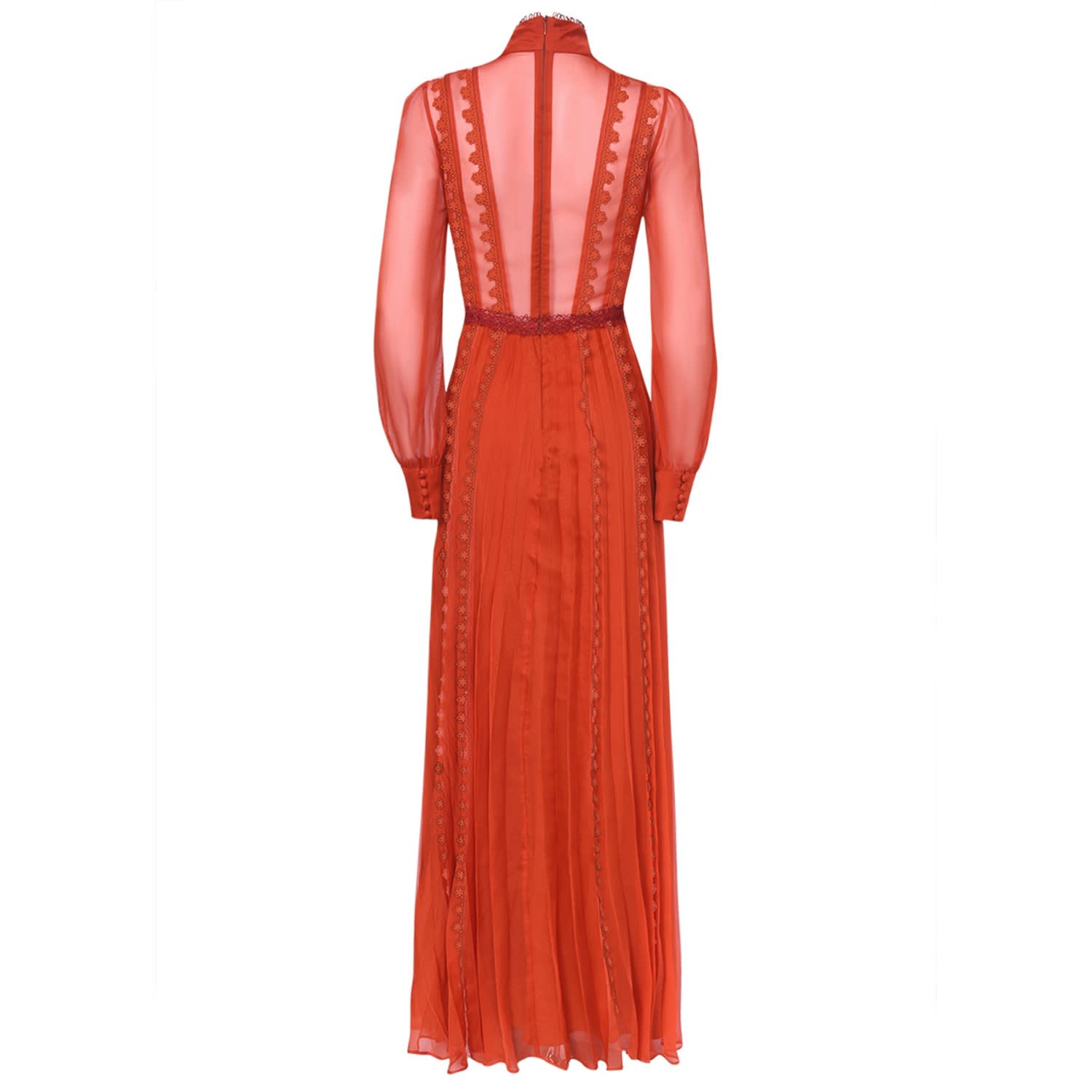 burnt orange lace maxi dress